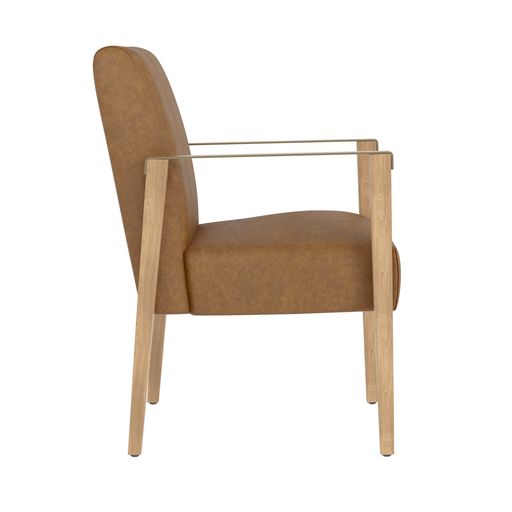 Sunpan Earl Dining Armchair in Ash Grey - Brentwood Charcoal / Natural - Pecan Leather