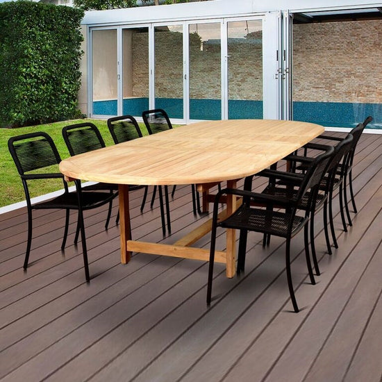 International Home Miami Amazonia Oosterdam 9 Piece Teak Double Extendable Rectangular Patio Dining Set