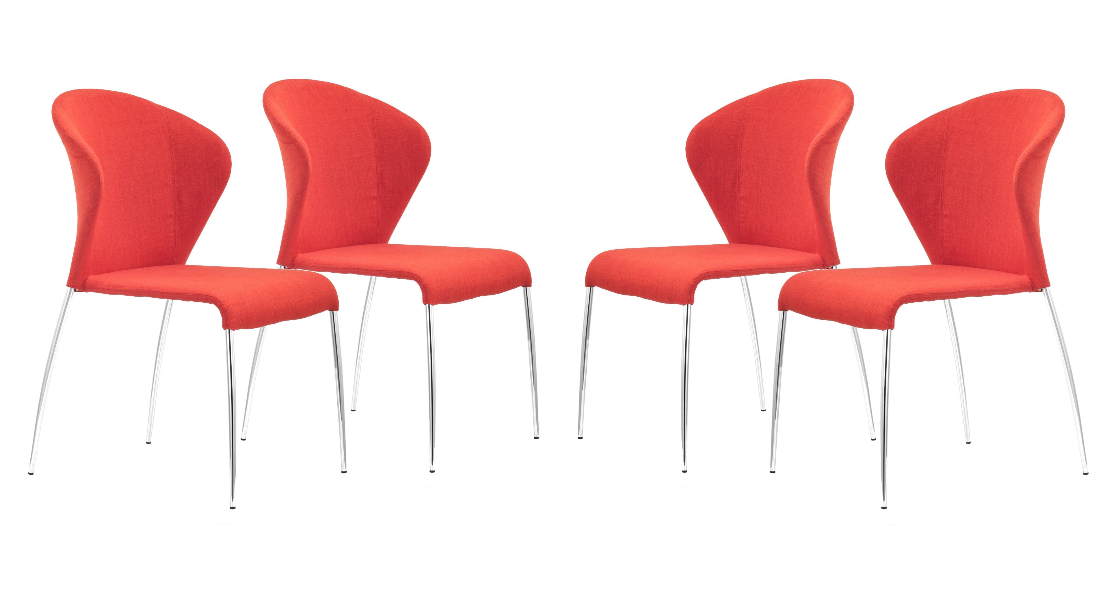 Zuo Modern Oulu Dining Chair in Tangerine/Graphite - Set of 4
