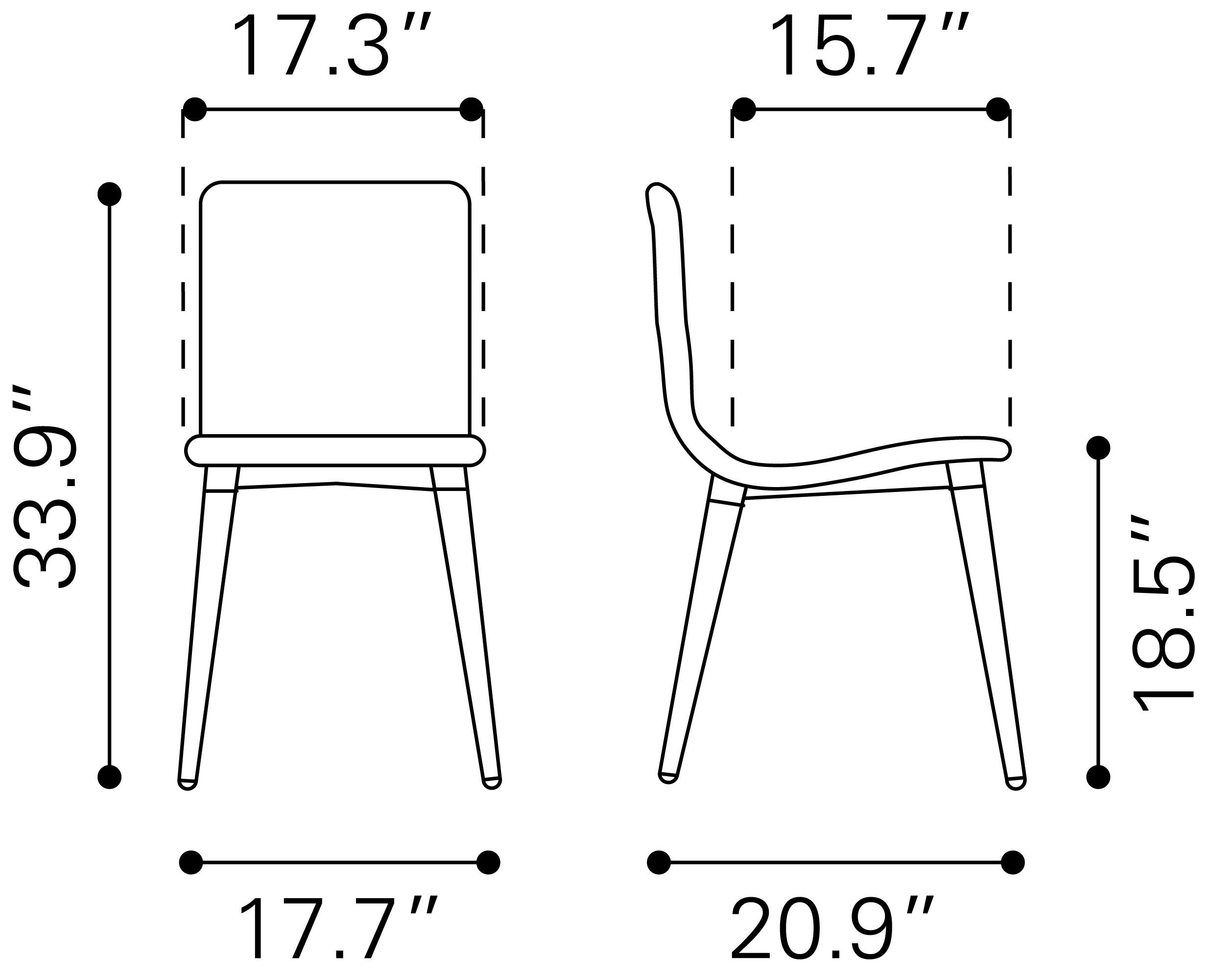 Zuo Modern Jericho Dining Chair in Gray - Set of 2