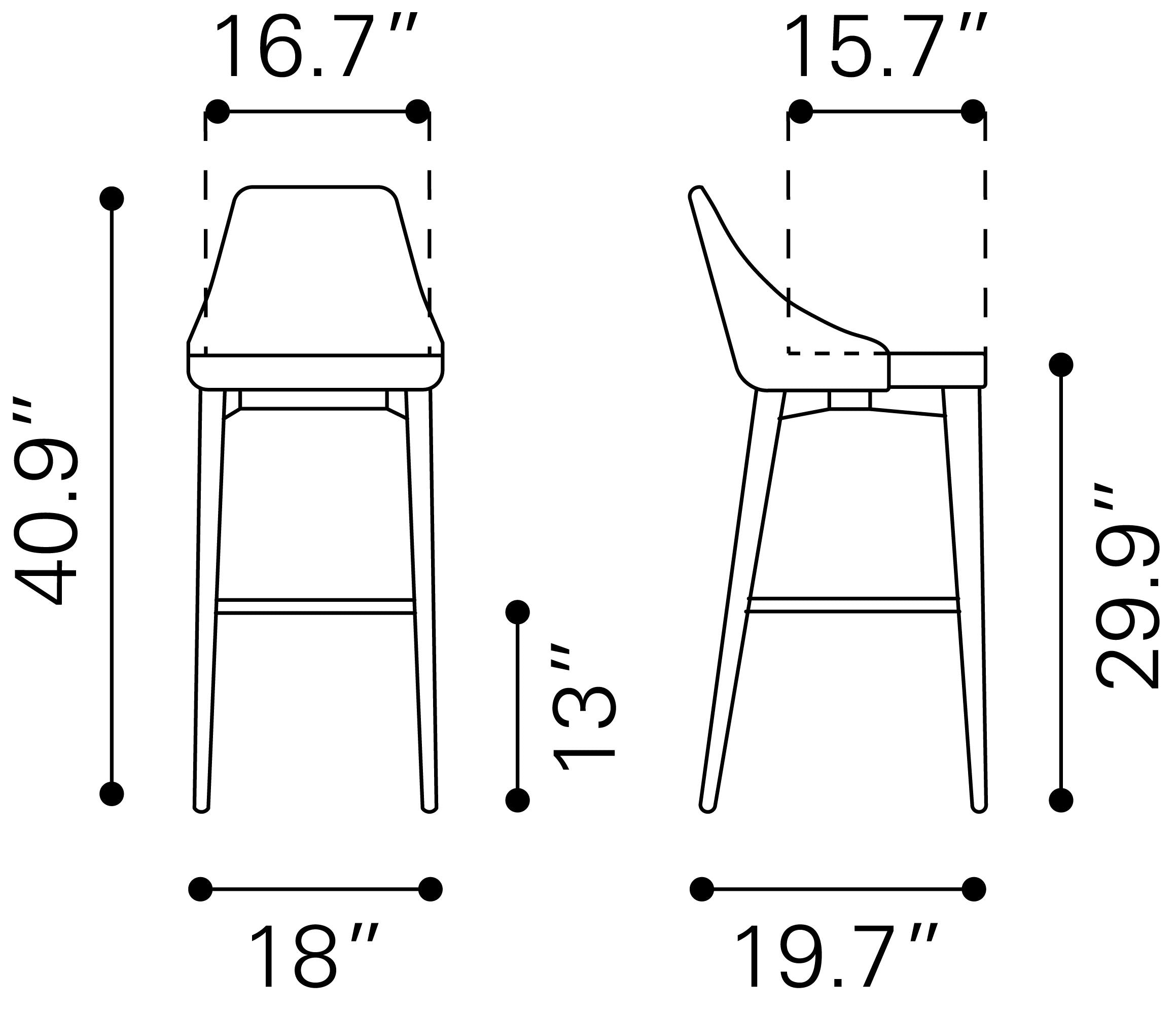 Zuo Modern Moor Barstool in Beige