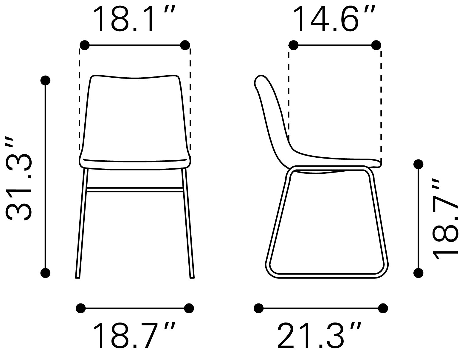 Zuo Modern Smart Dining Chair in Vintage Espresso - Set of 2