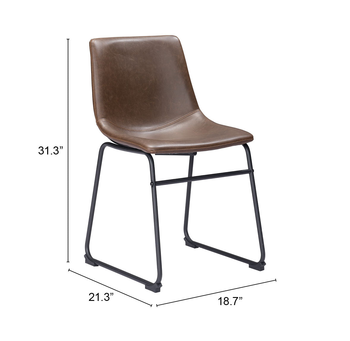 Zuo Modern Smart Dining Chair in Vintage Espresso - Set of 2