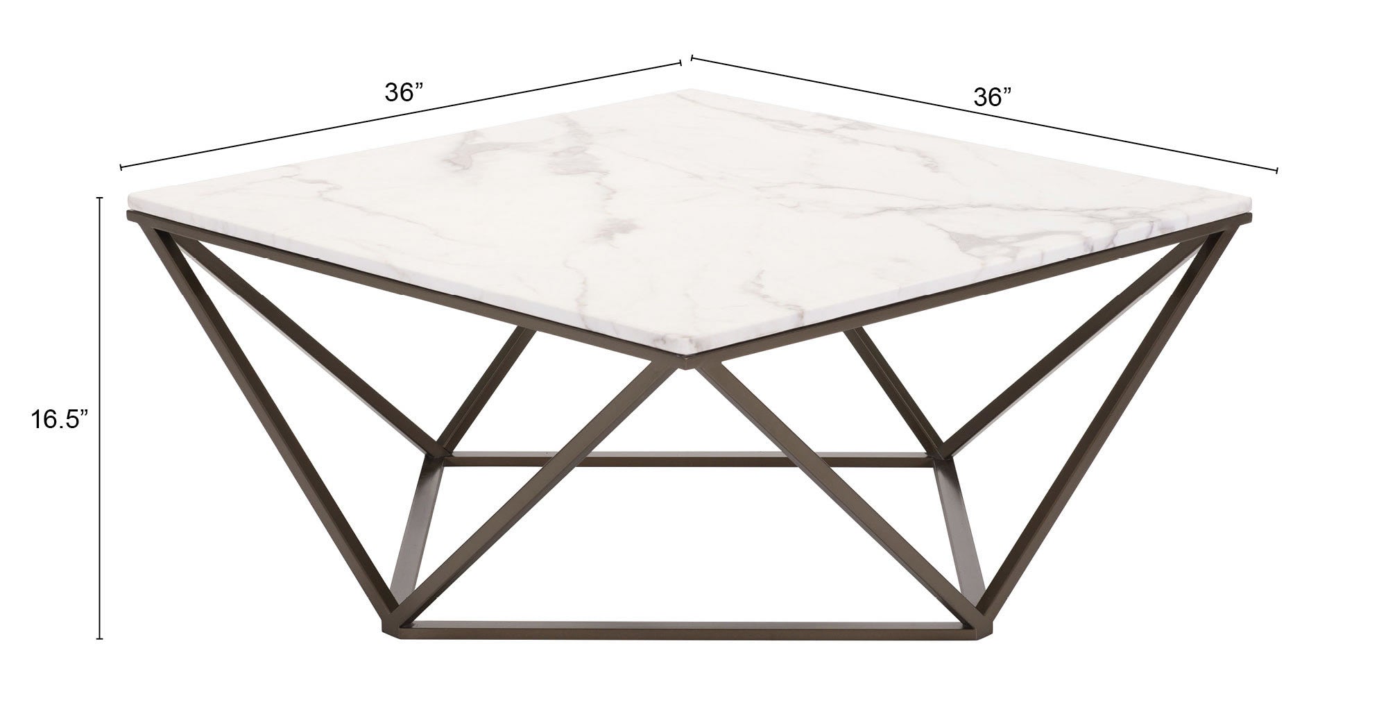 Zuo Modern Tintern Coffee Table White and Antique Bronze