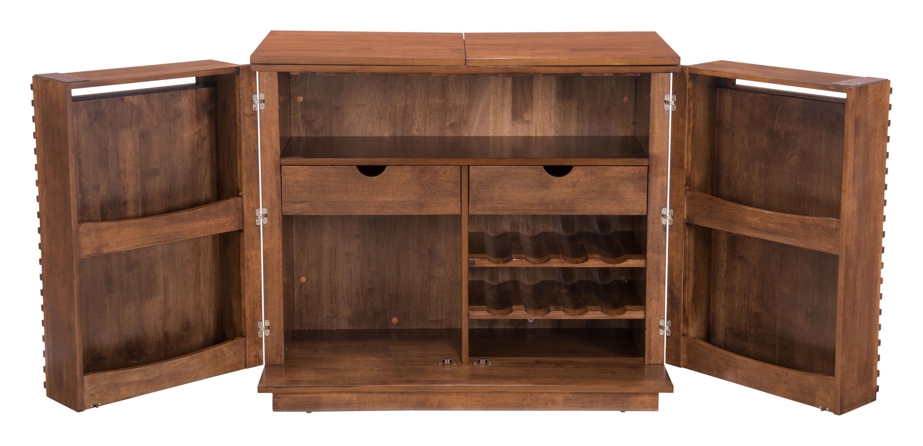 Zuo Modern Linea Bar Cabinet in Walnut