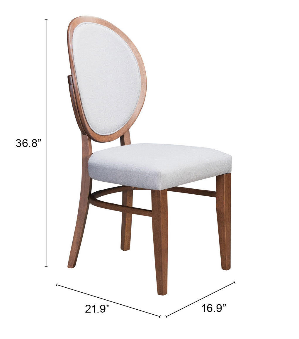 Zuo Modern Regents Dining Chair Walnut and Light Gray - Set of 2