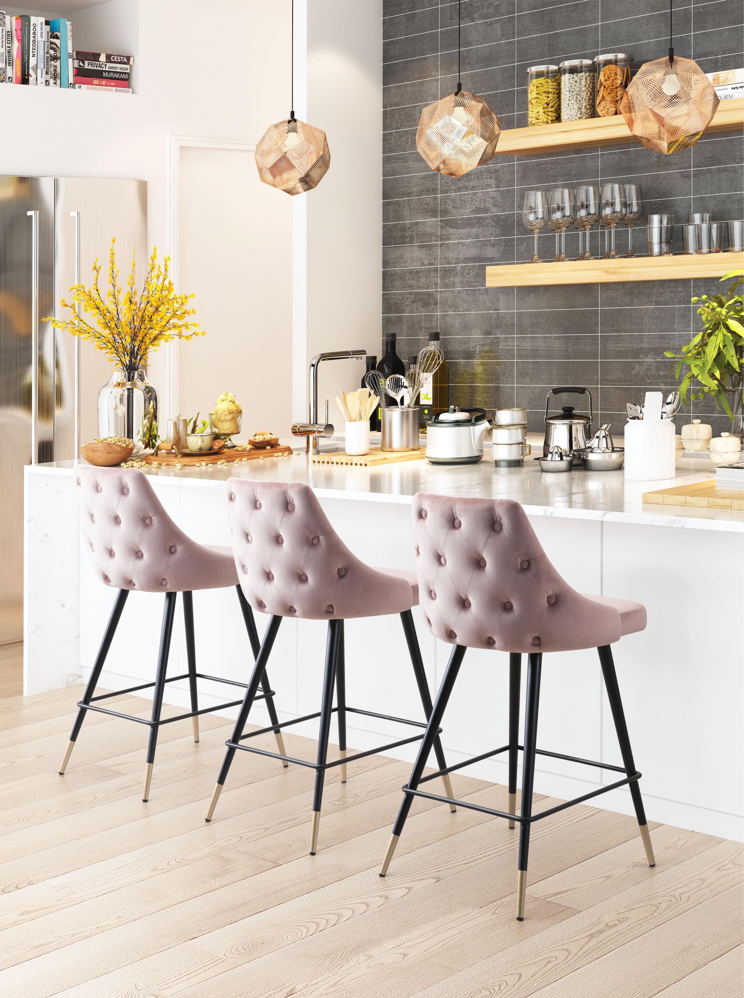 Zuo Modern Piccolo Counter Stool in Pink/Gray/Green/Yellow