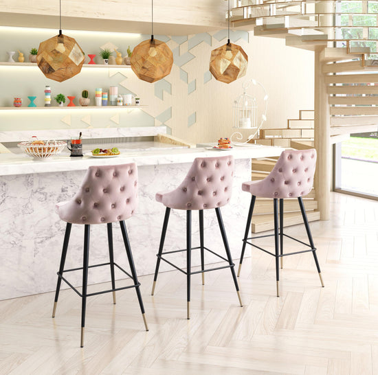 Zuo Modern Piccolo Barstool in Pink/Gray/Green