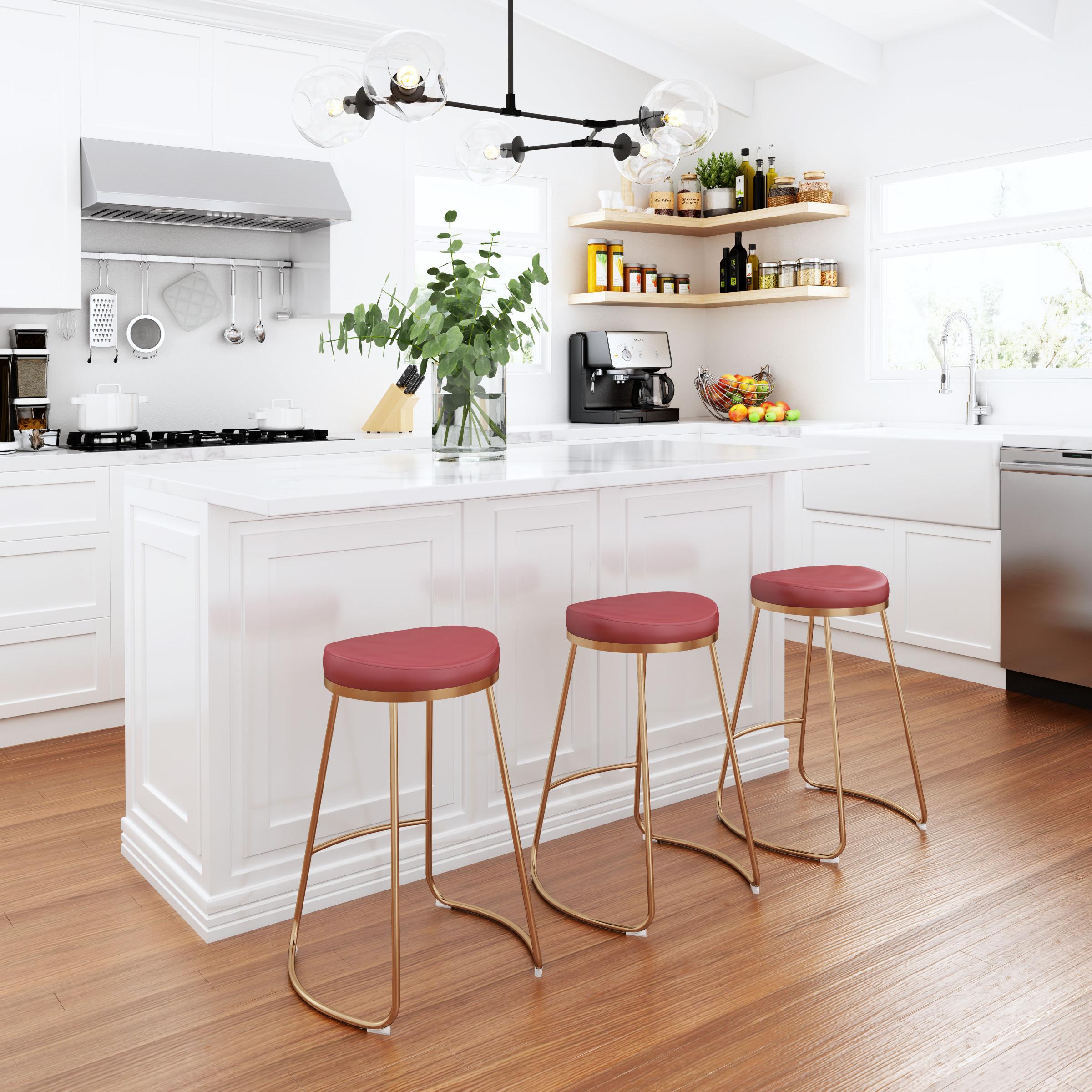 Zuo Modern Bree Counter Stool Burgundy and Gold - Set of 2