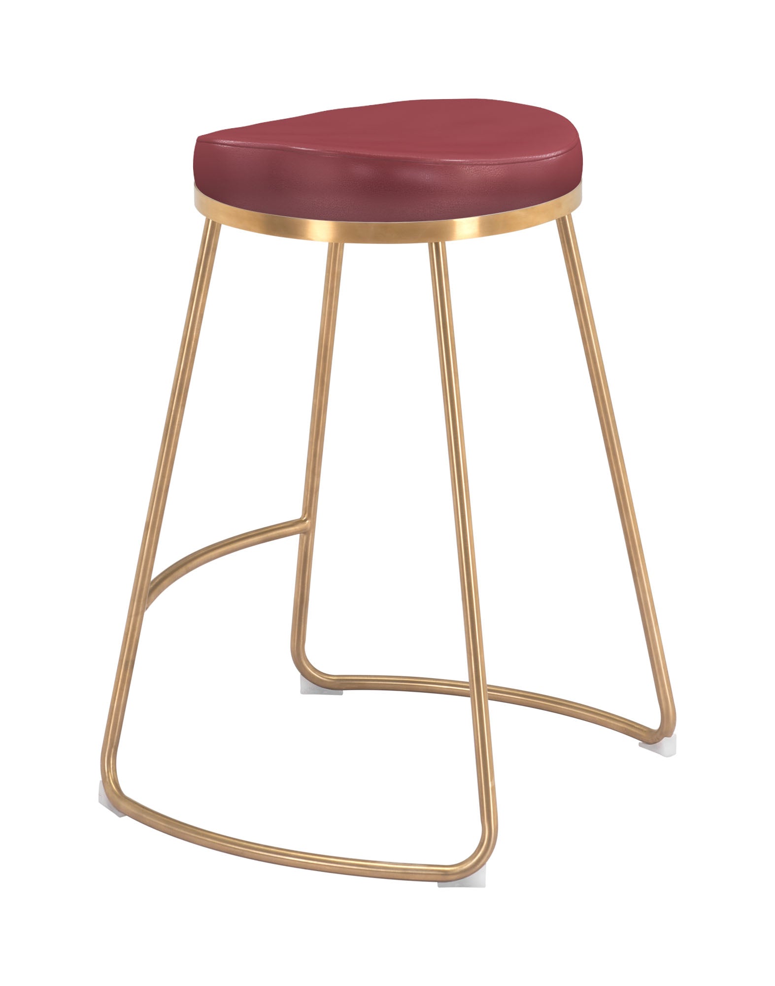 Zuo Modern Bree Counter Stool Burgundy and Gold - Set of 2