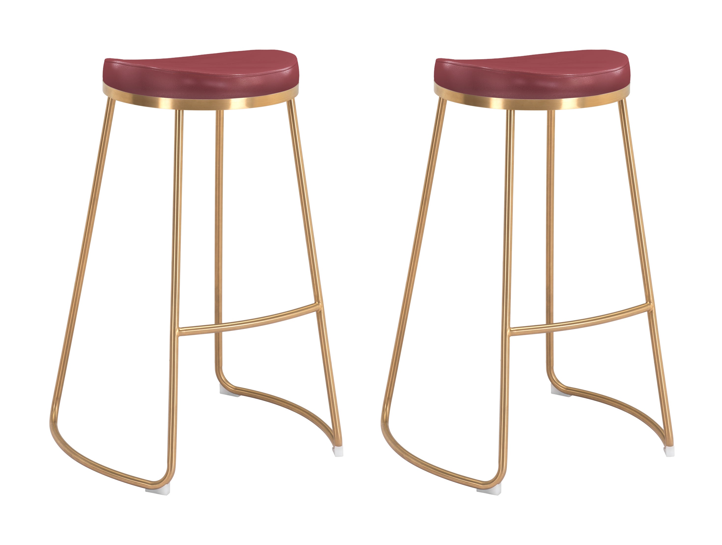 Zuo Modern Bree Barstool in Burgundy/White and Gold - Set of 2