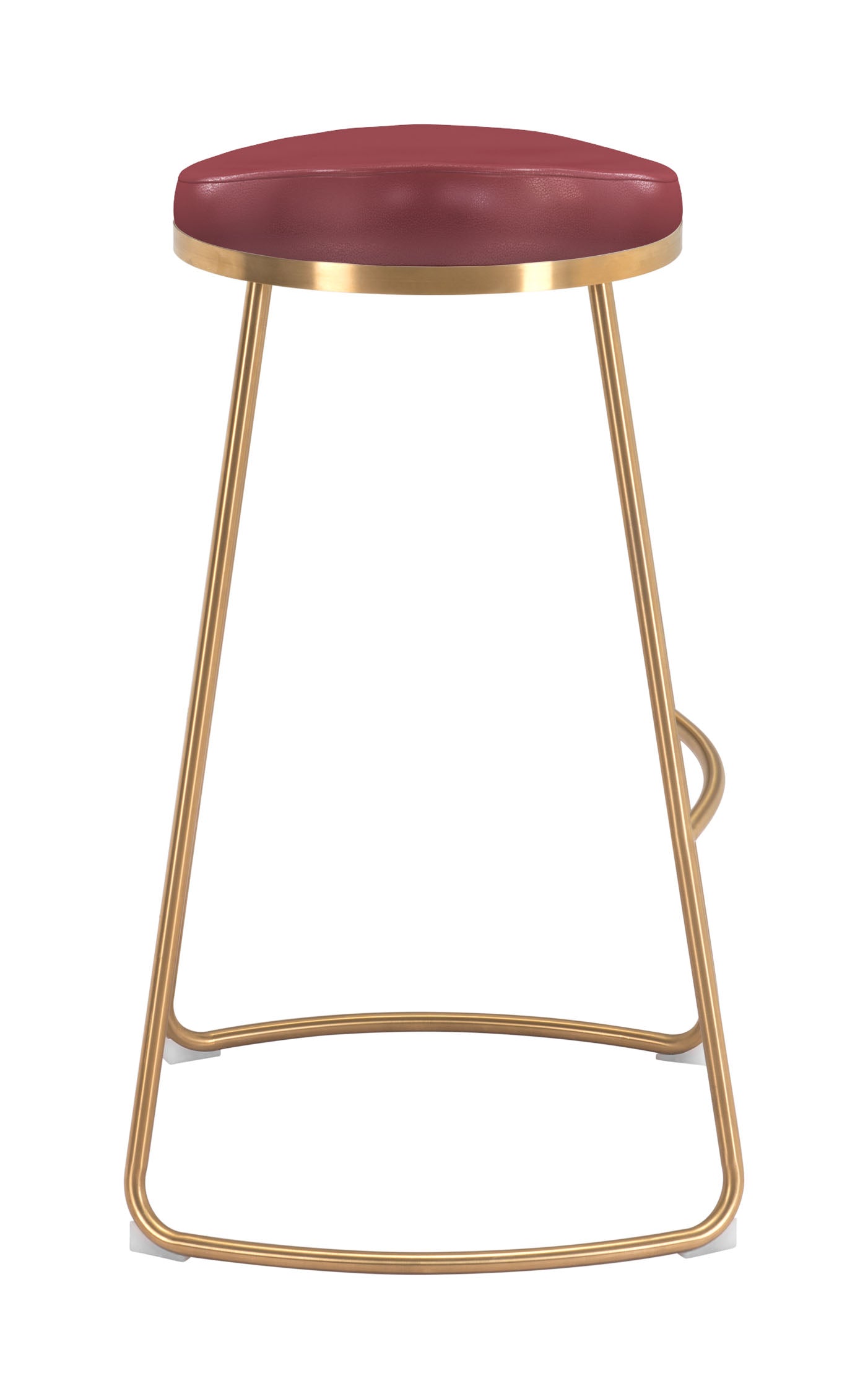 Zuo Modern Bree Barstool in Burgundy/White and Gold - Set of 2