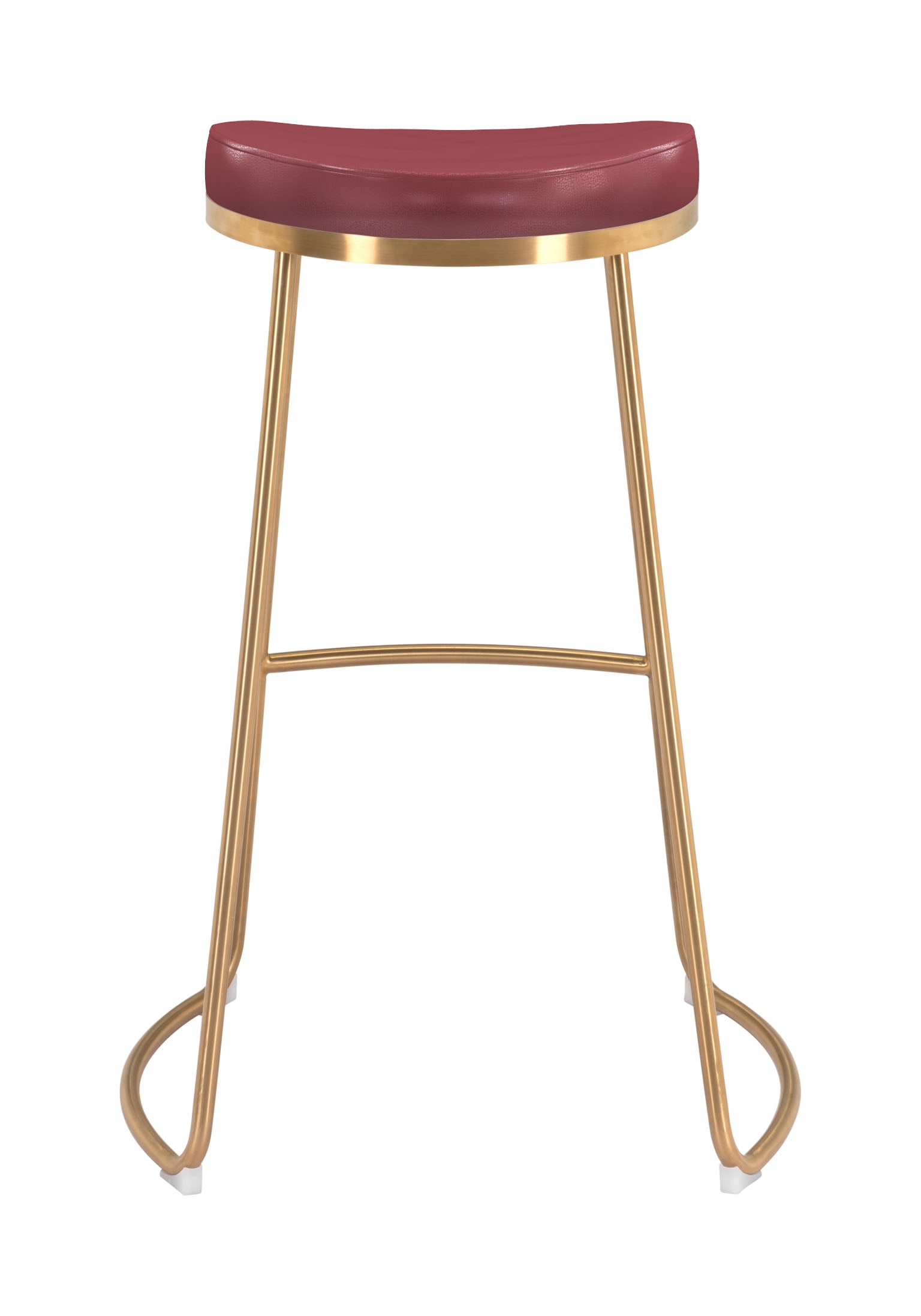 Zuo Modern Bree Barstool in Burgundy/White and Gold - Set of 2