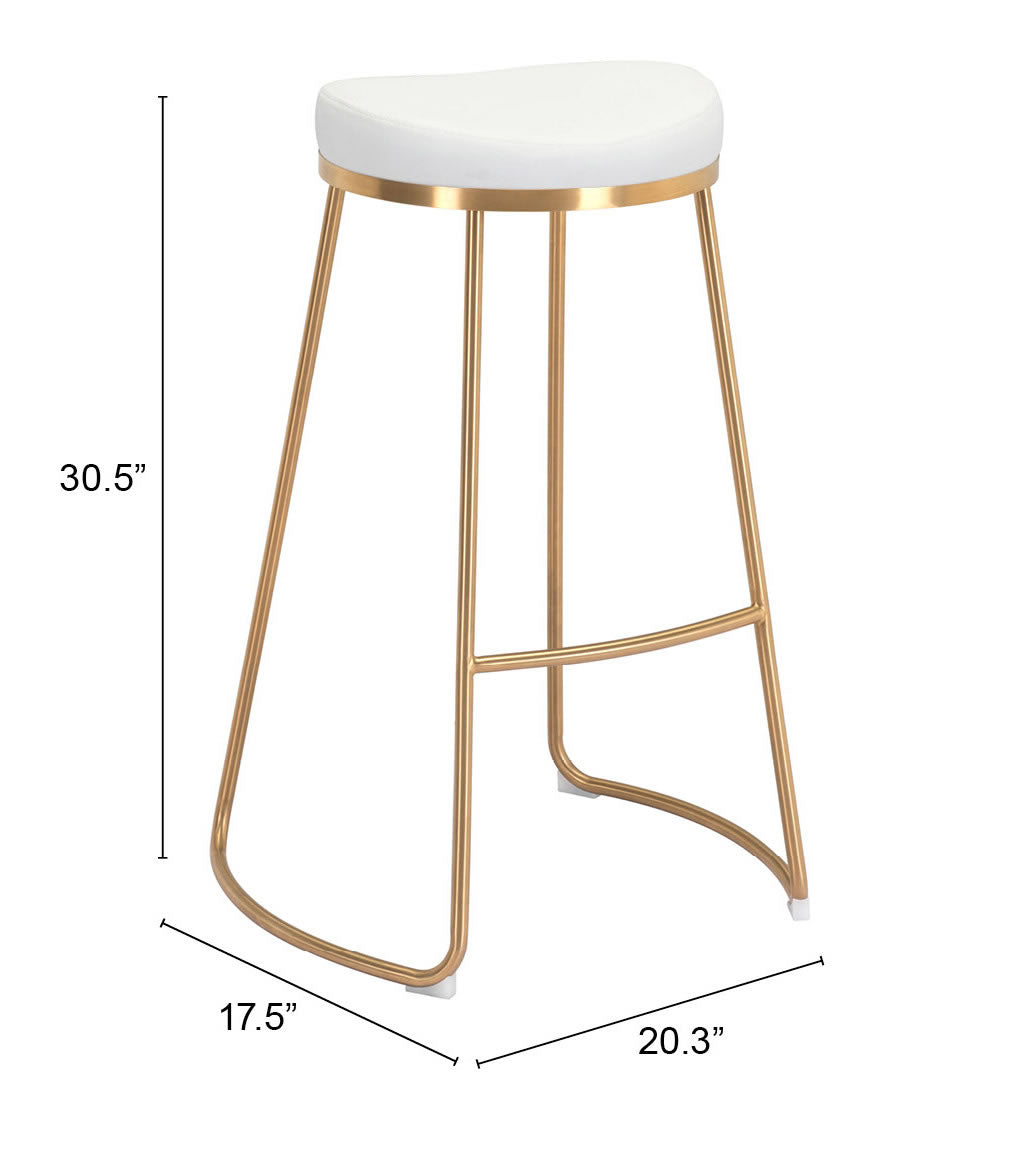 Zuo Modern Bree Barstool in Burgundy/White and Gold - Set of 2