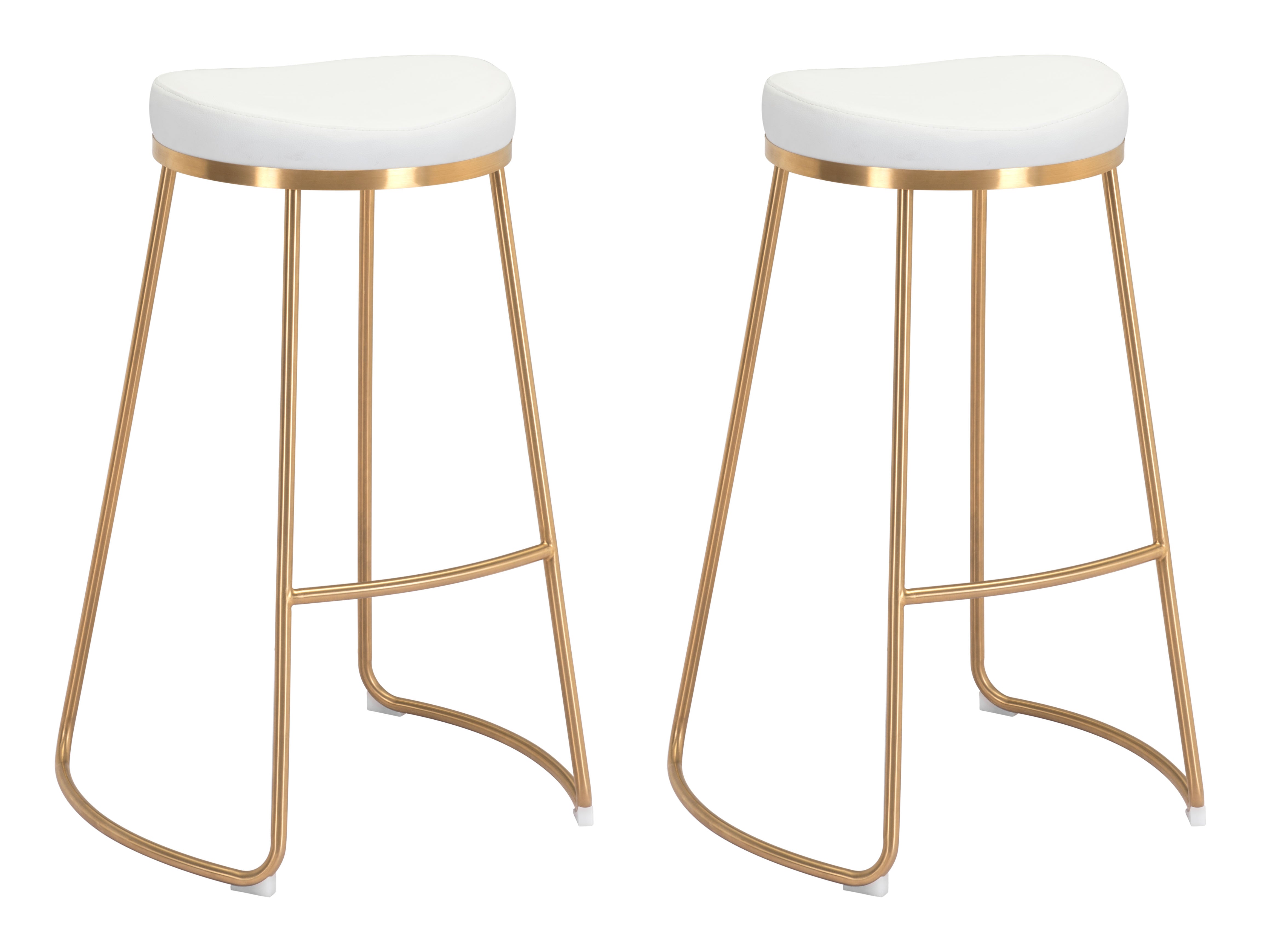 Zuo Modern Bree Barstool in Burgundy/White and Gold - Set of 2