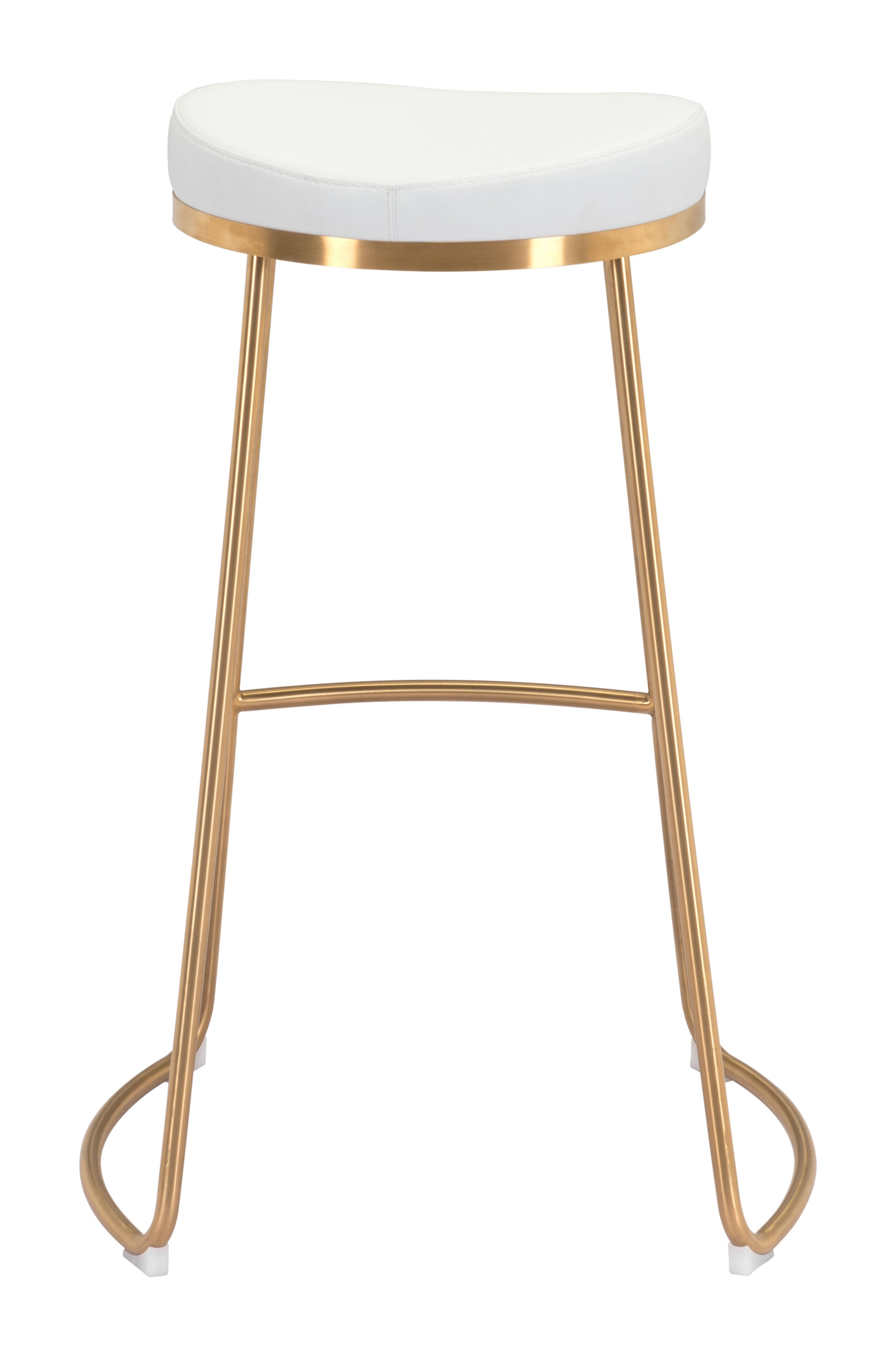 Zuo Modern Bree Barstool in Burgundy/White and Gold - Set of 2