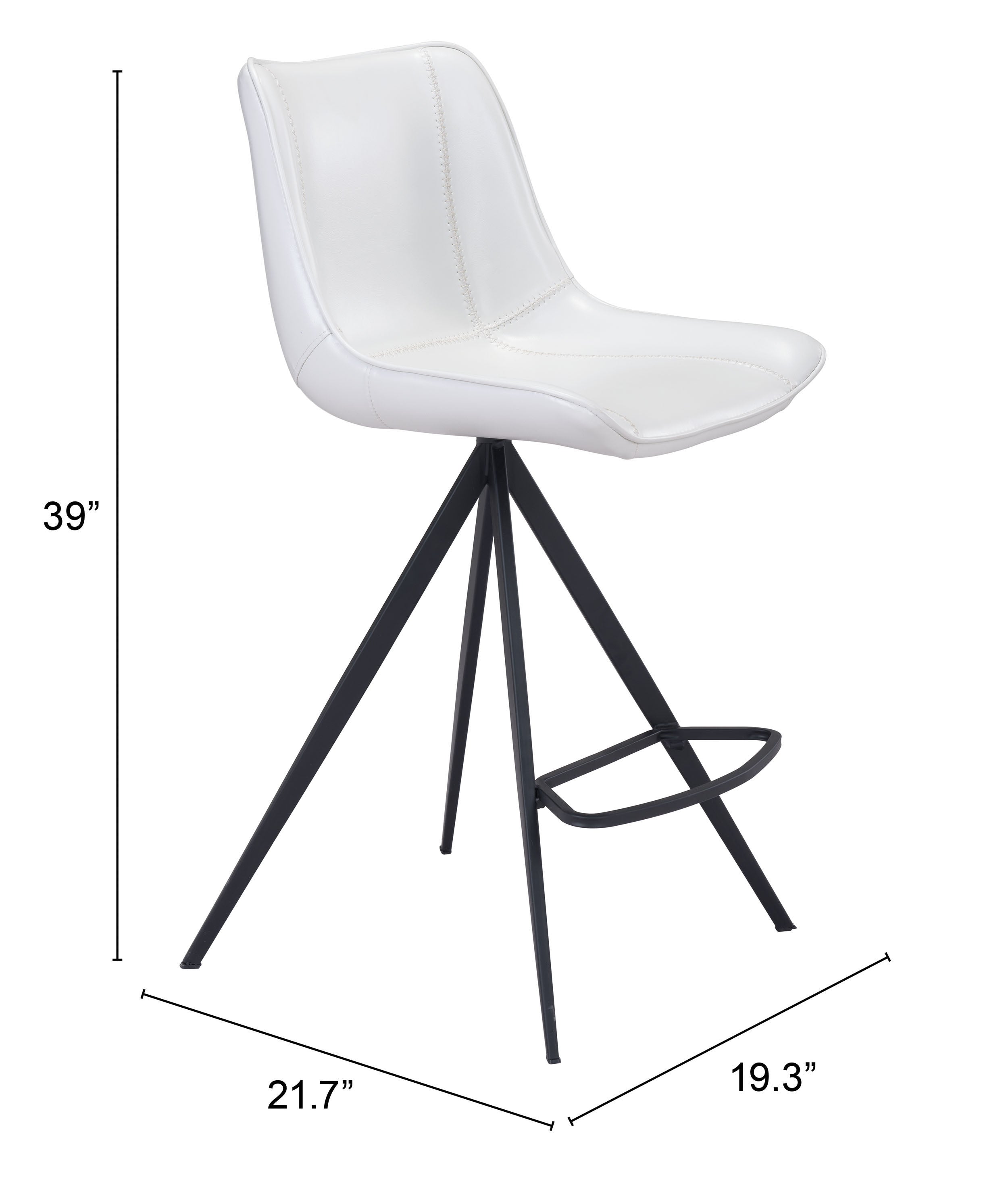 Zuo Modern Aki Counter Stool in Black/White and Black - Set of 2