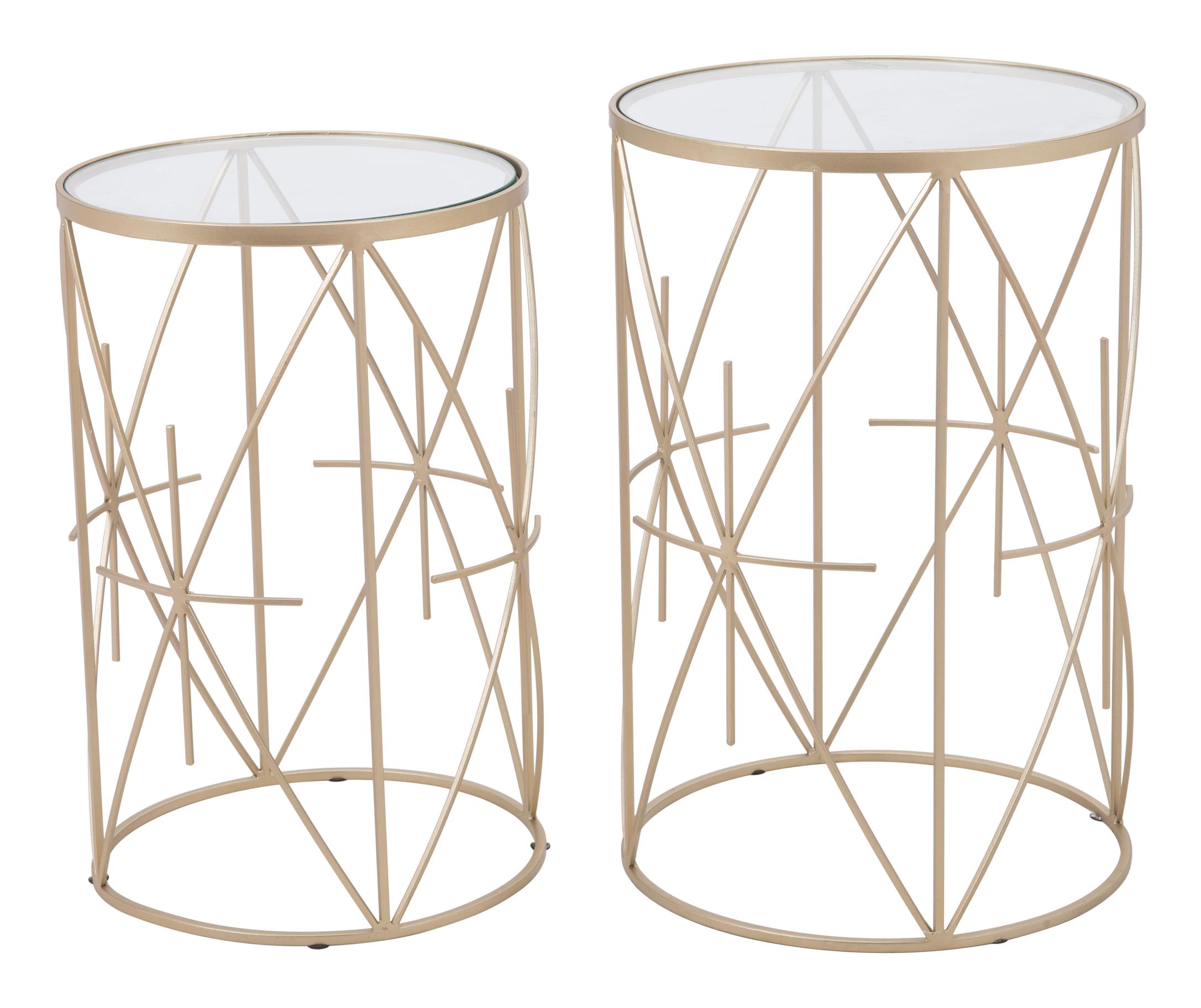 Zuo Modern Hadrian Side Table Set in Gold - Set of 2