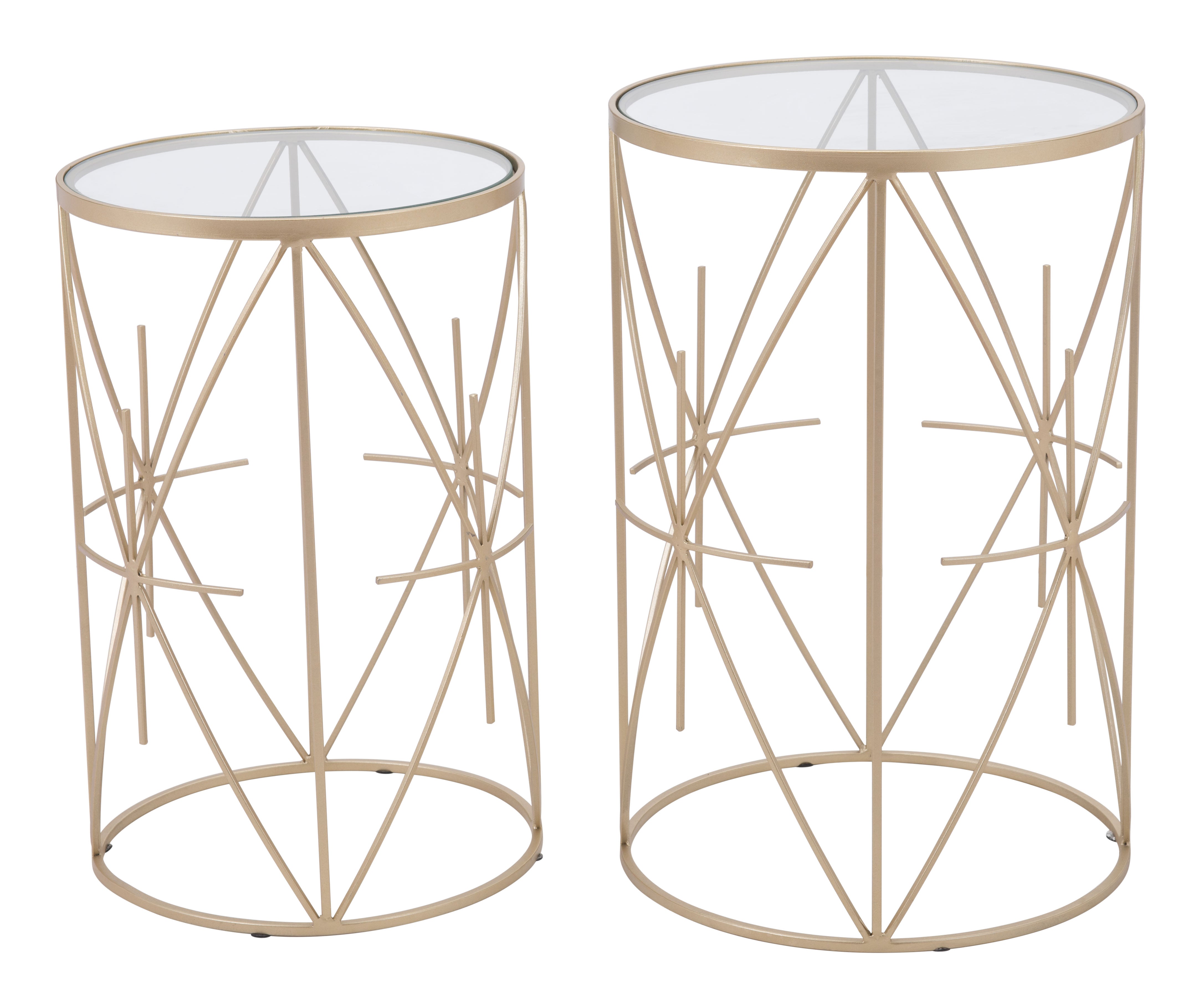 Zuo Modern Hadrian Side Table Set in Gold - Set of 2