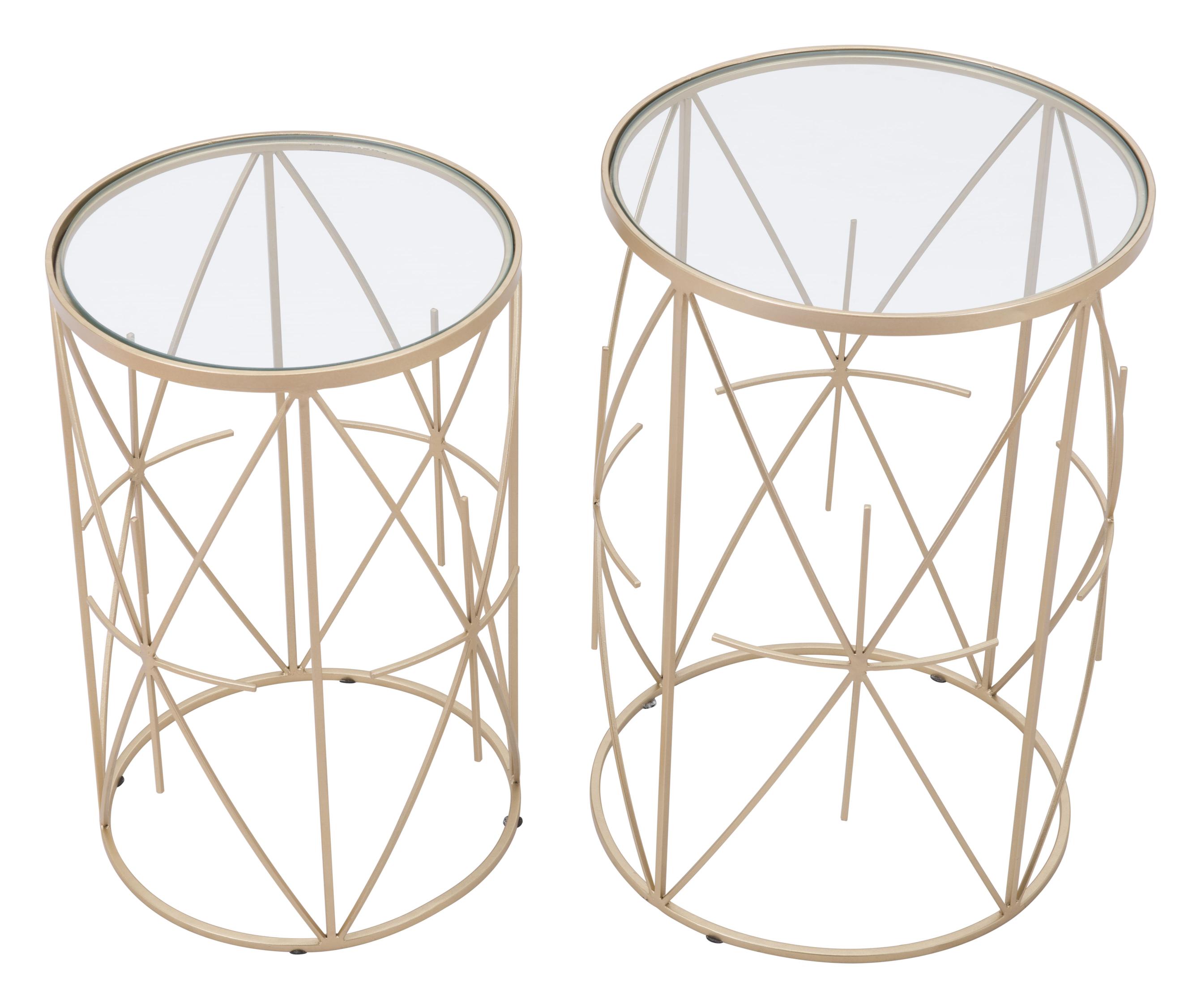 Zuo Modern Hadrian Side Table Set in Gold - Set of 2