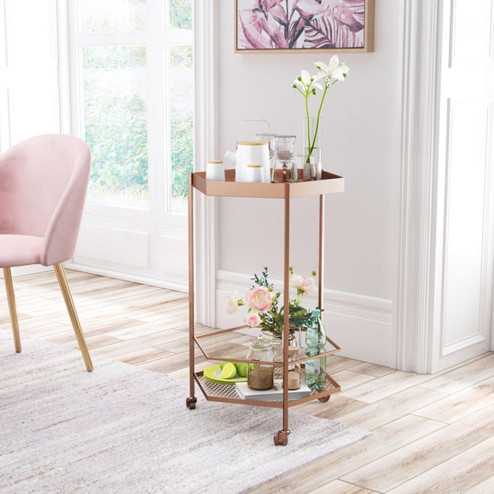 Zuo Modern Hex Bar Cart in Copper