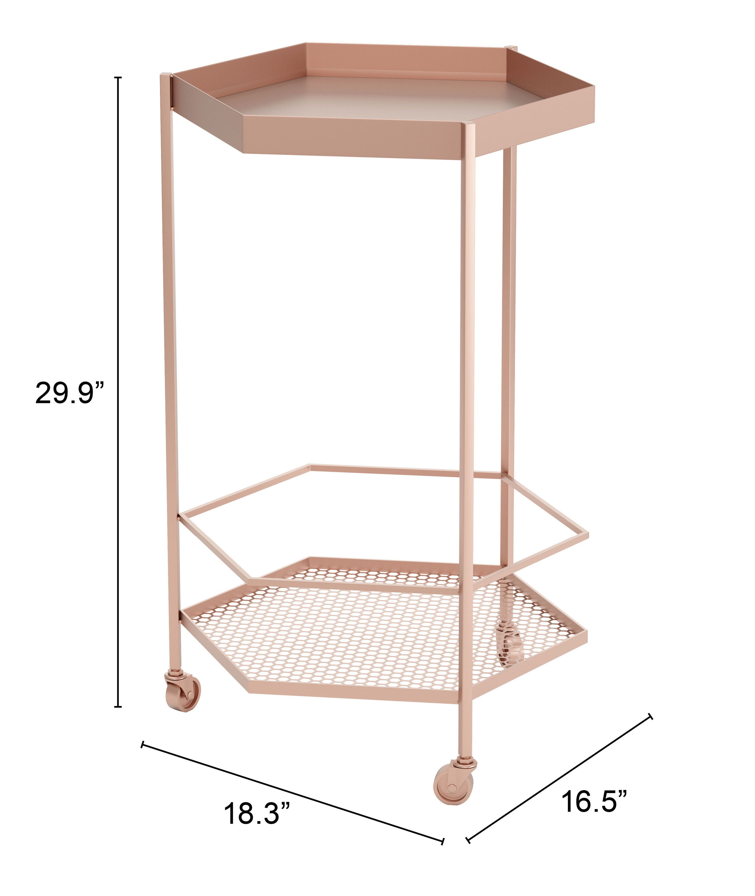 Zuo Modern Hex Bar Cart in Copper