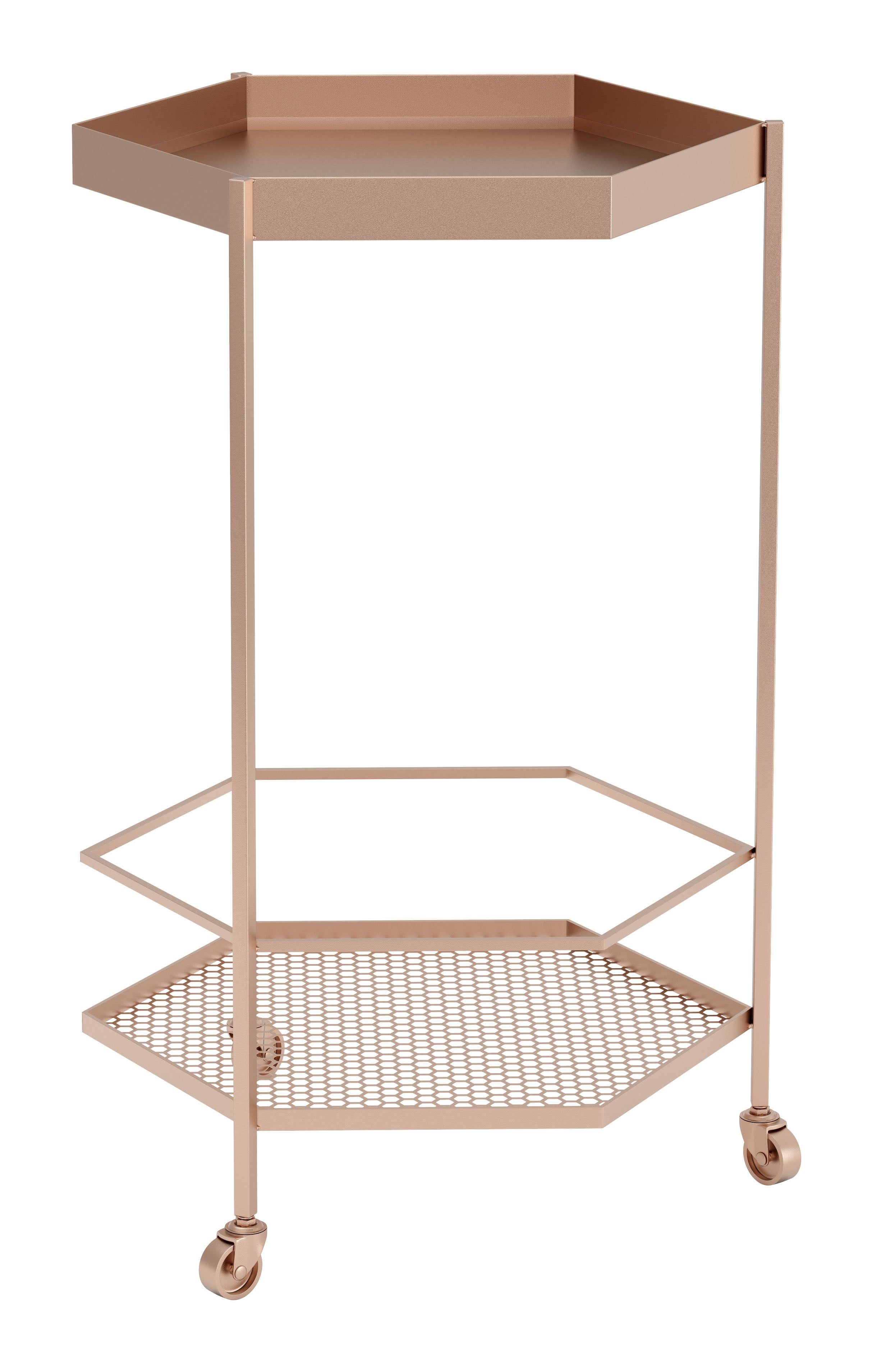 Zuo Modern Hex Bar Cart in Copper