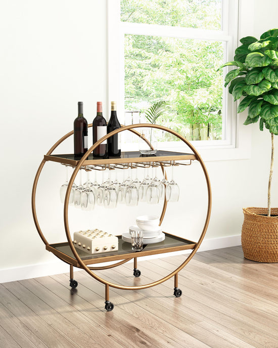 Zuo Modern Arc Bar Cart in Brass and Black