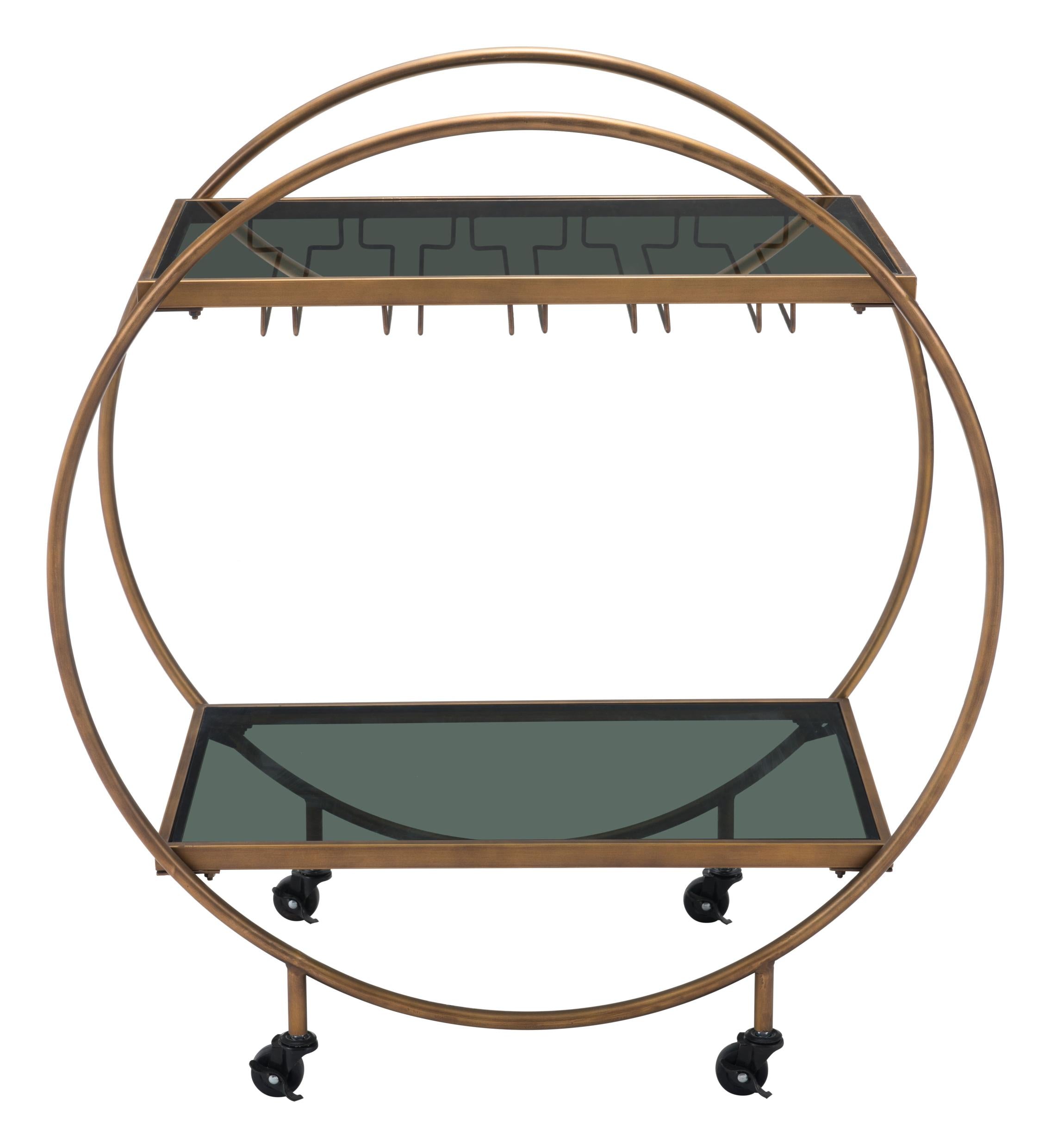 Zuo Modern Arc Bar Cart in Brass and Black