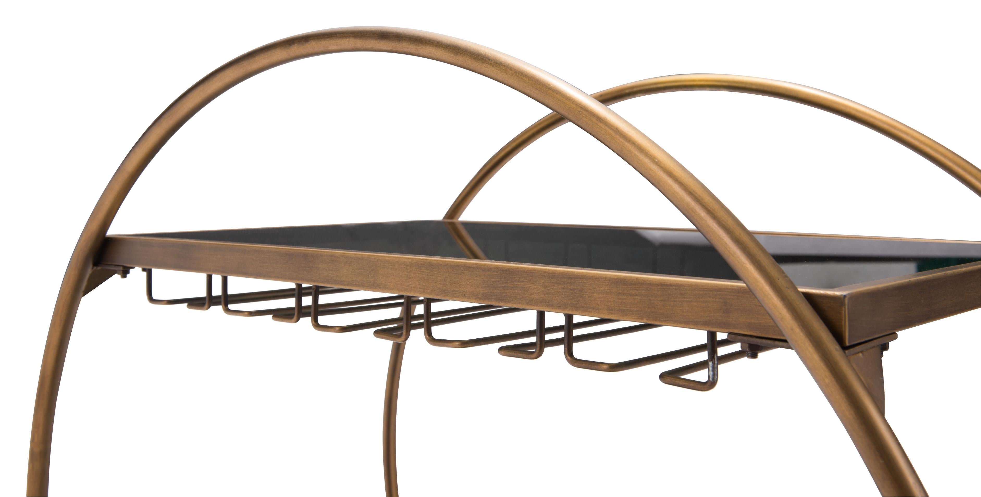 Zuo Modern Arc Bar Cart in Brass and Black
