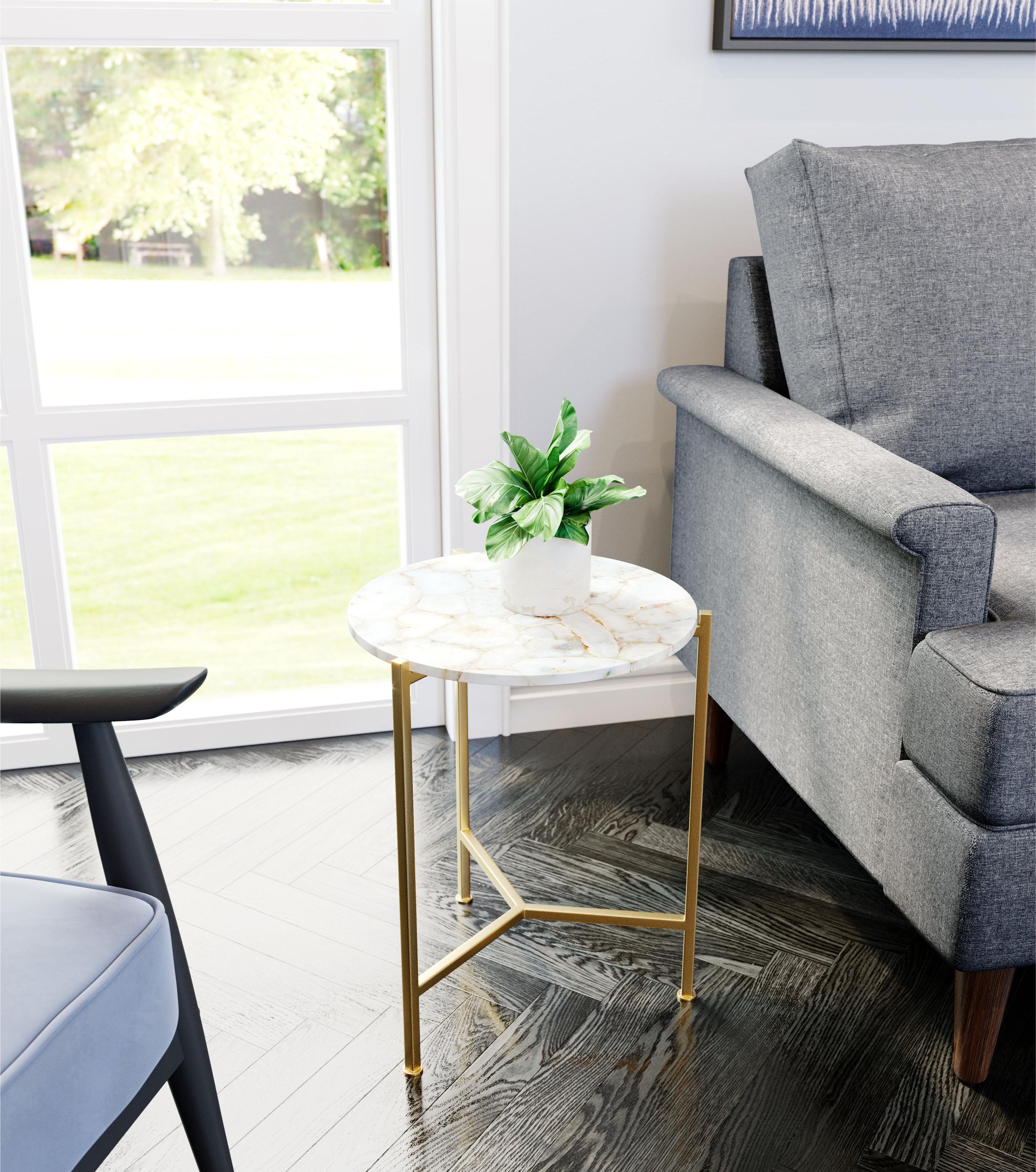 Zuo Modern Haru Side Table White and Gold