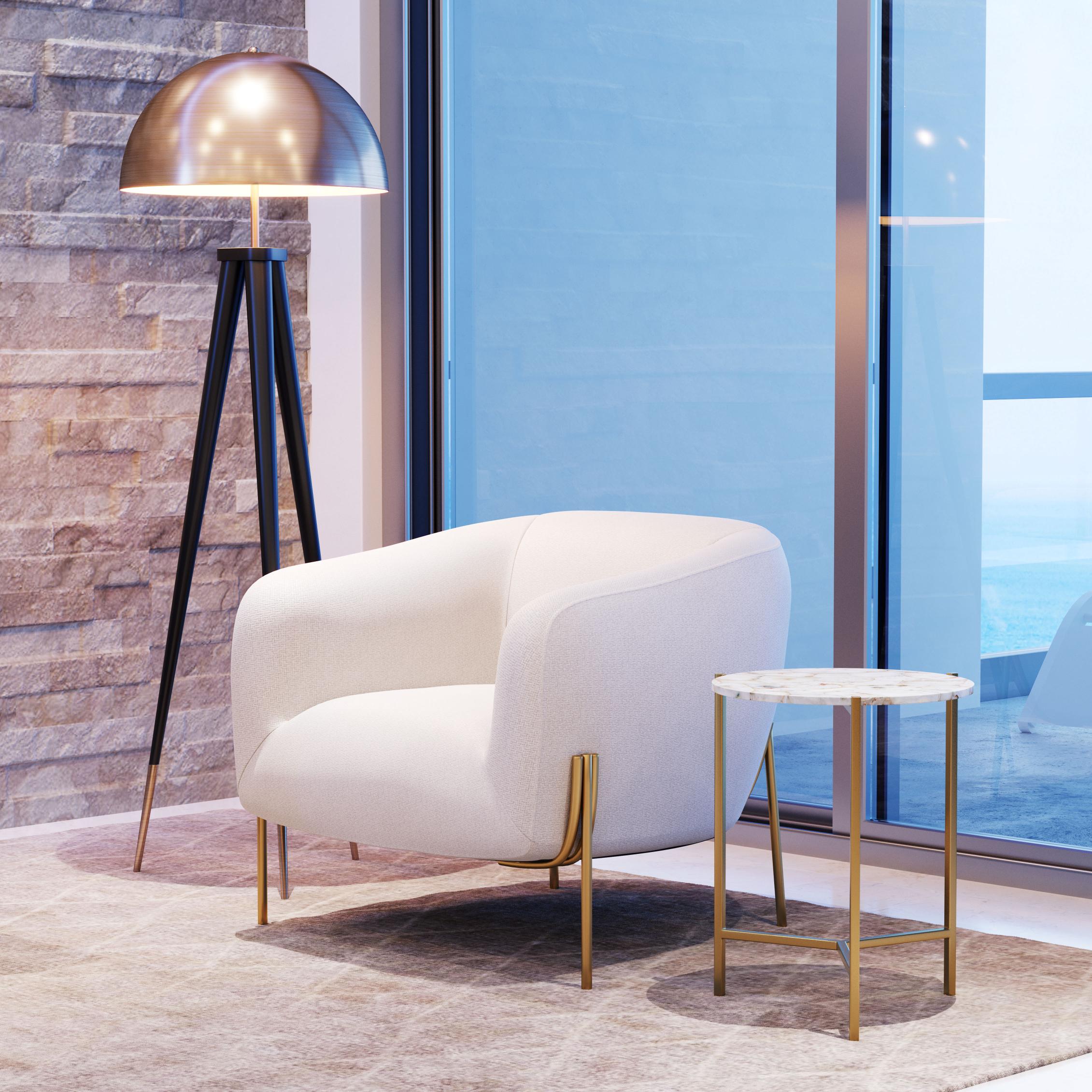 Zuo Modern Haru Side Table White and Gold