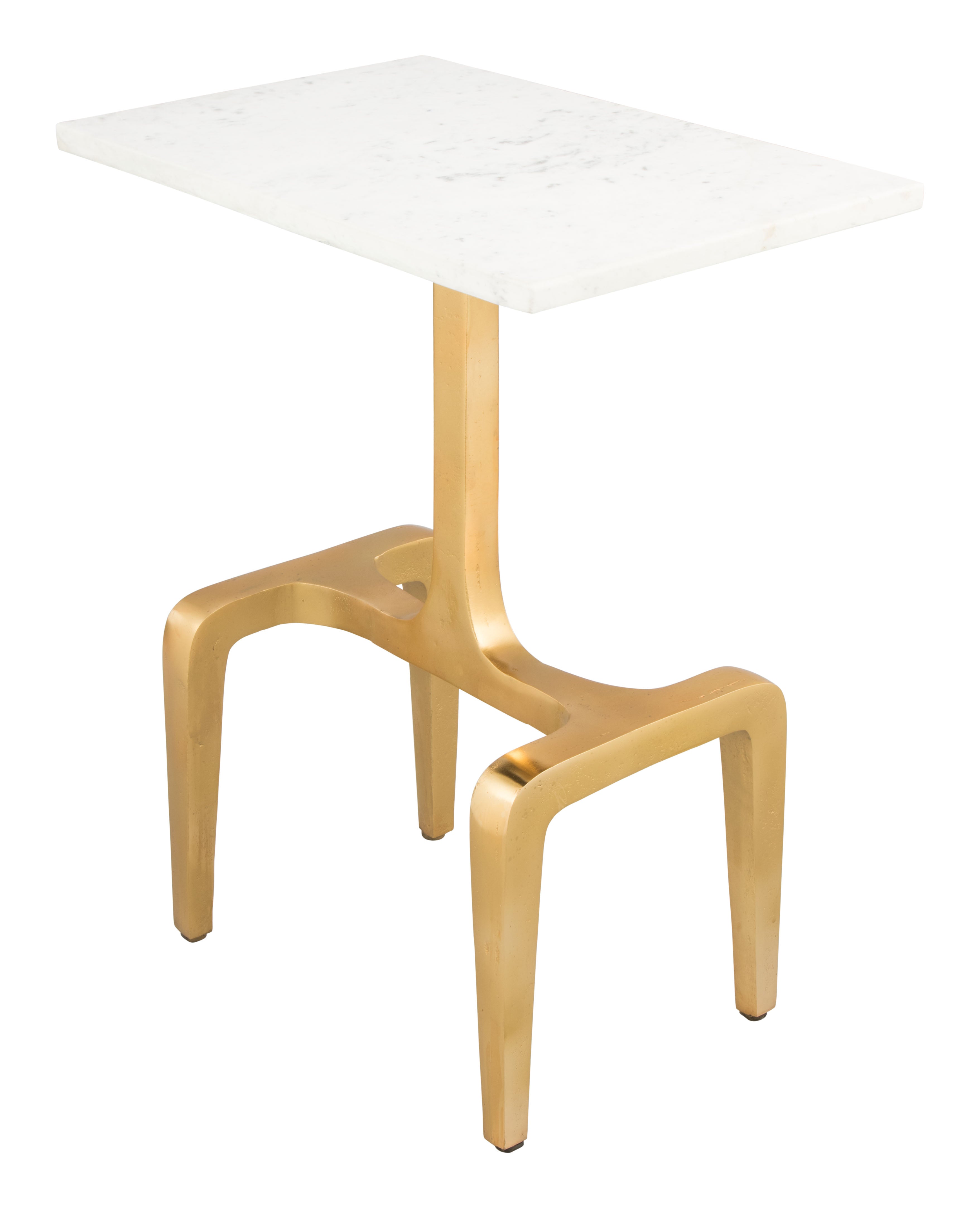 Zuo Modern Clement Side Table White and Gold