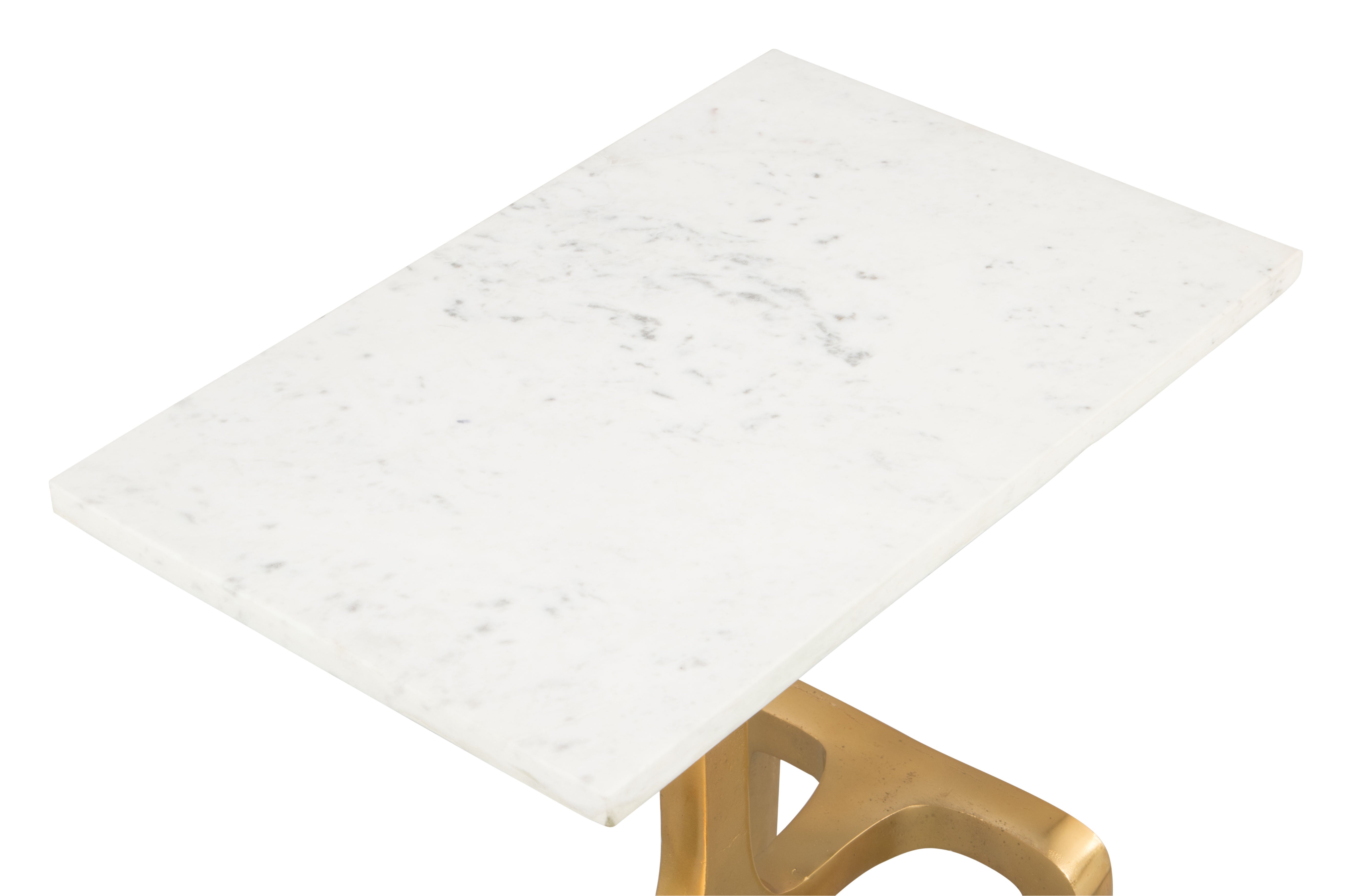 Zuo Modern Clement Side Table White and Gold