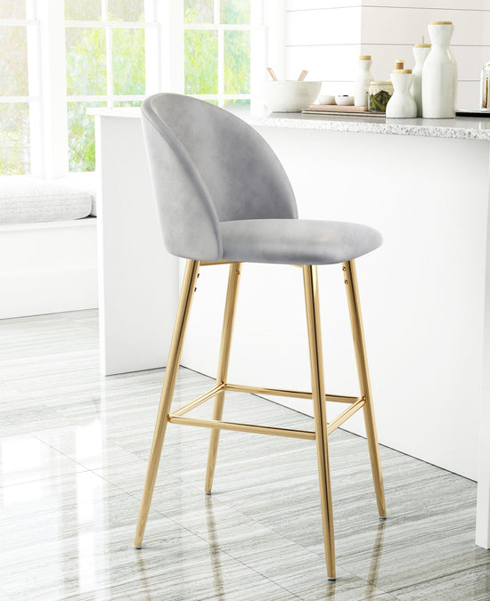 Zuo Modern Cozy Barstool Gray and Gold
