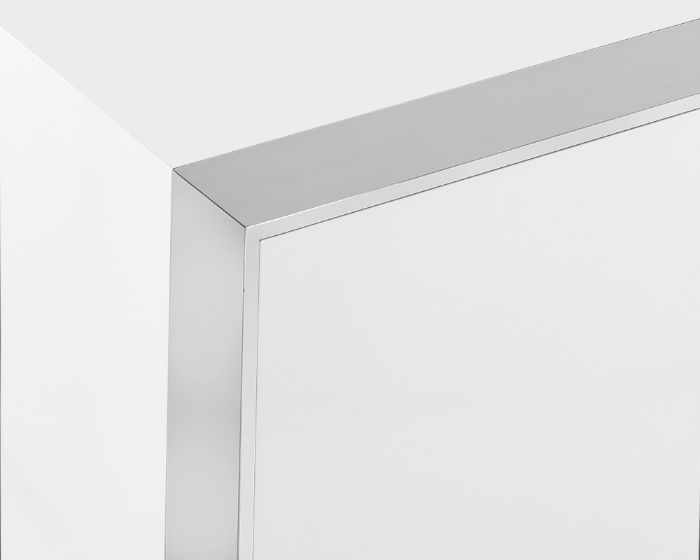 Sunpan Dalton Sideboard in High Gloss White and Stainless Steel Frame
