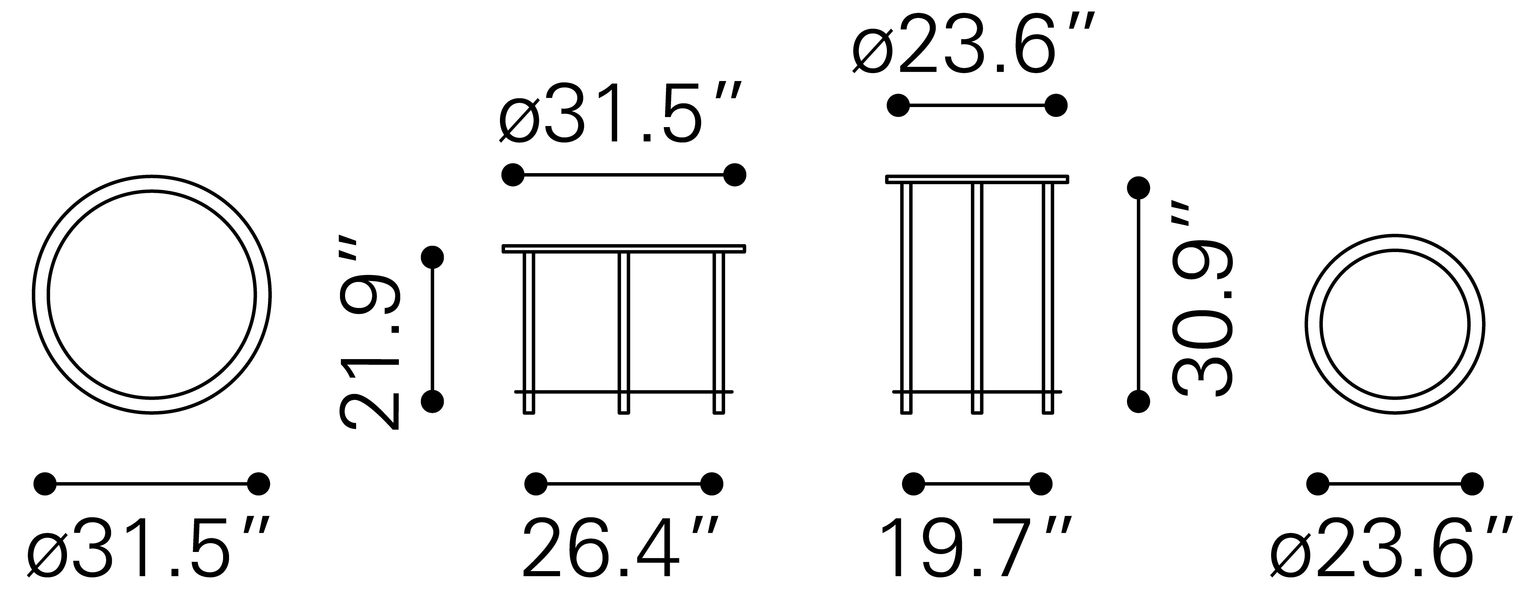 Zuo Modern Davis Coffee Table Set in White and Black - Set of 2