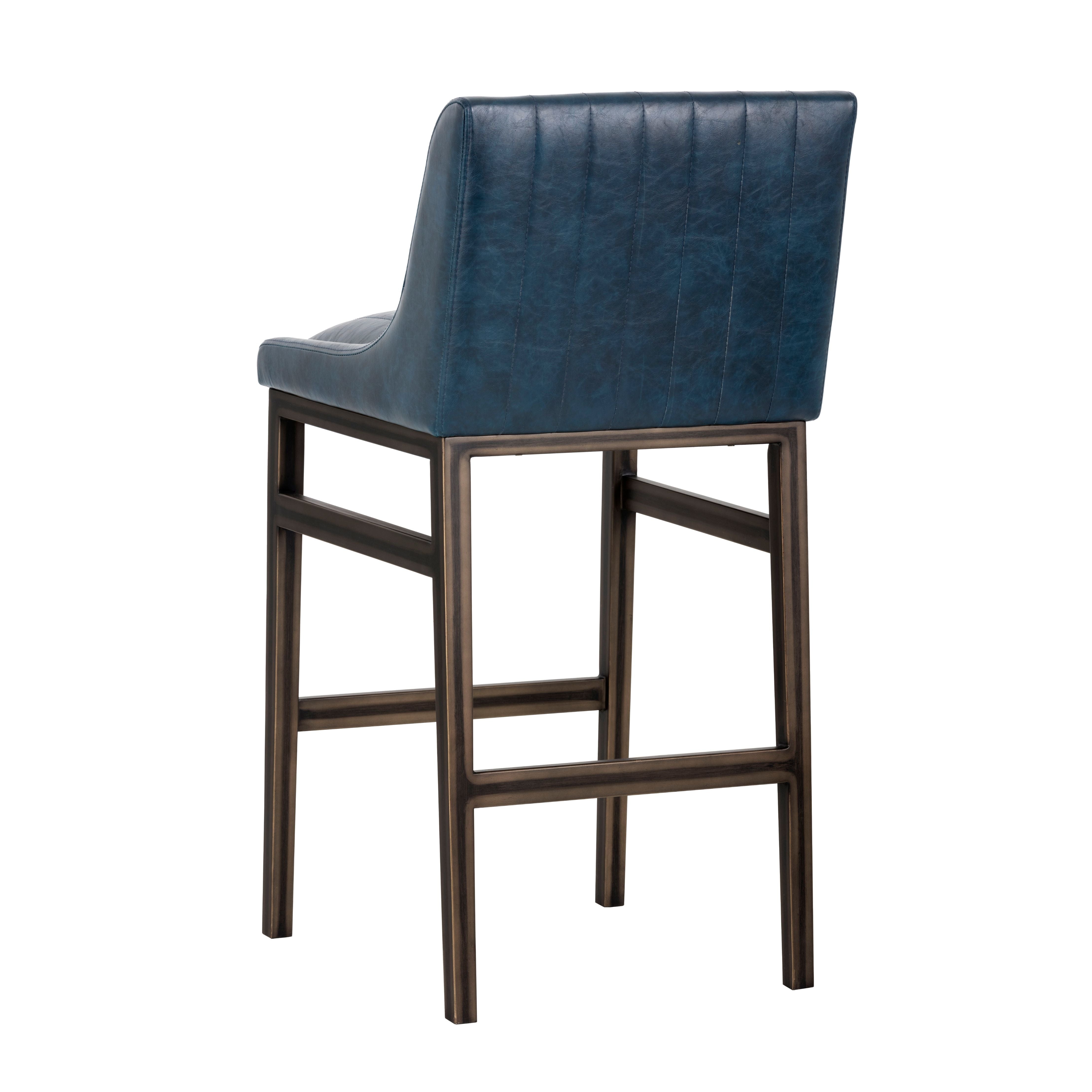 Sunpan Halden Barstool in Vintage Black/Blue/Cognac
