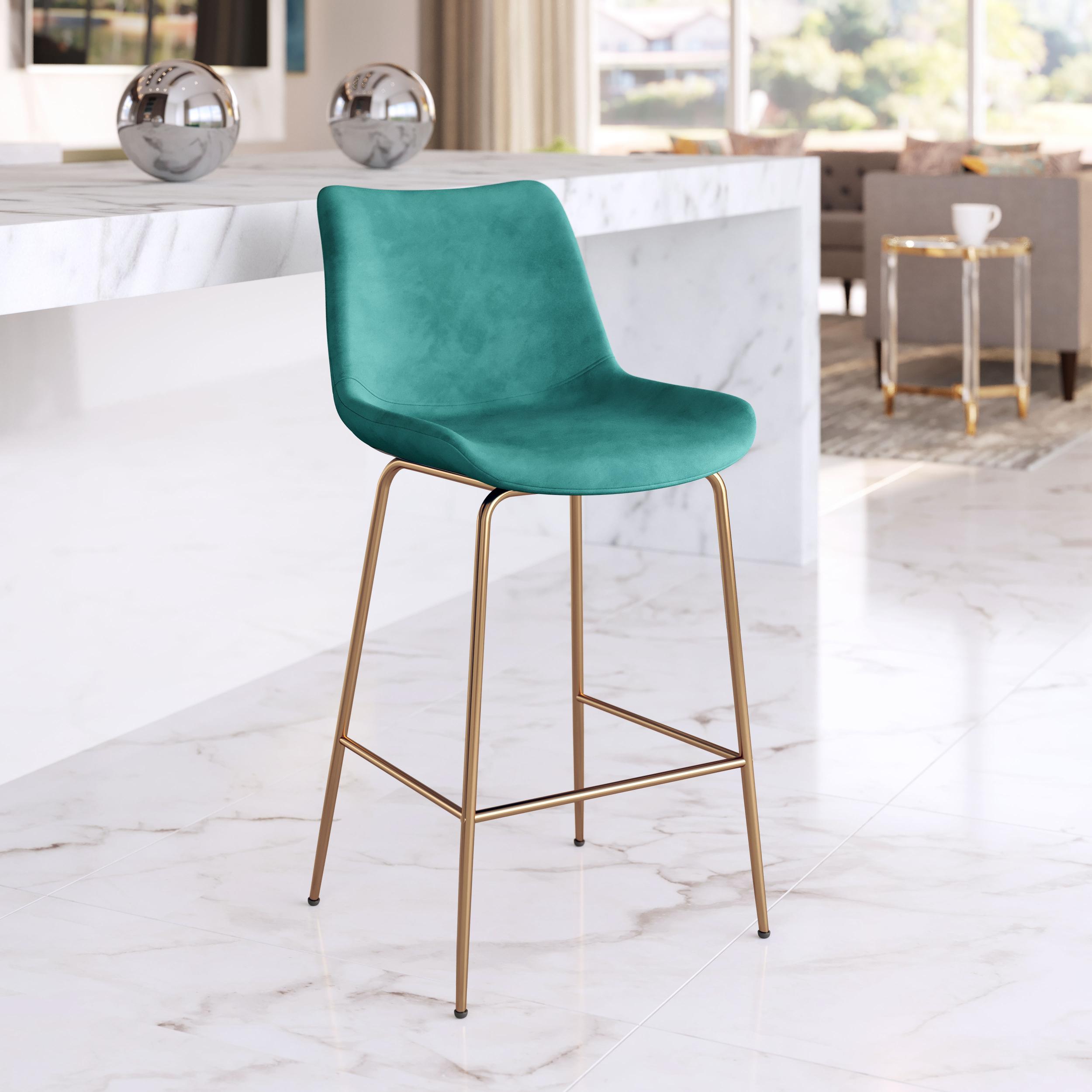 Zuo Modern Tony Counter Stool in Green/Yellow/Red and Gold