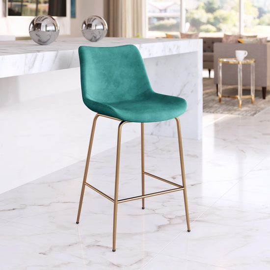 Zuo Modern Tony Counter Stool in Green/Yellow/Red and Gold