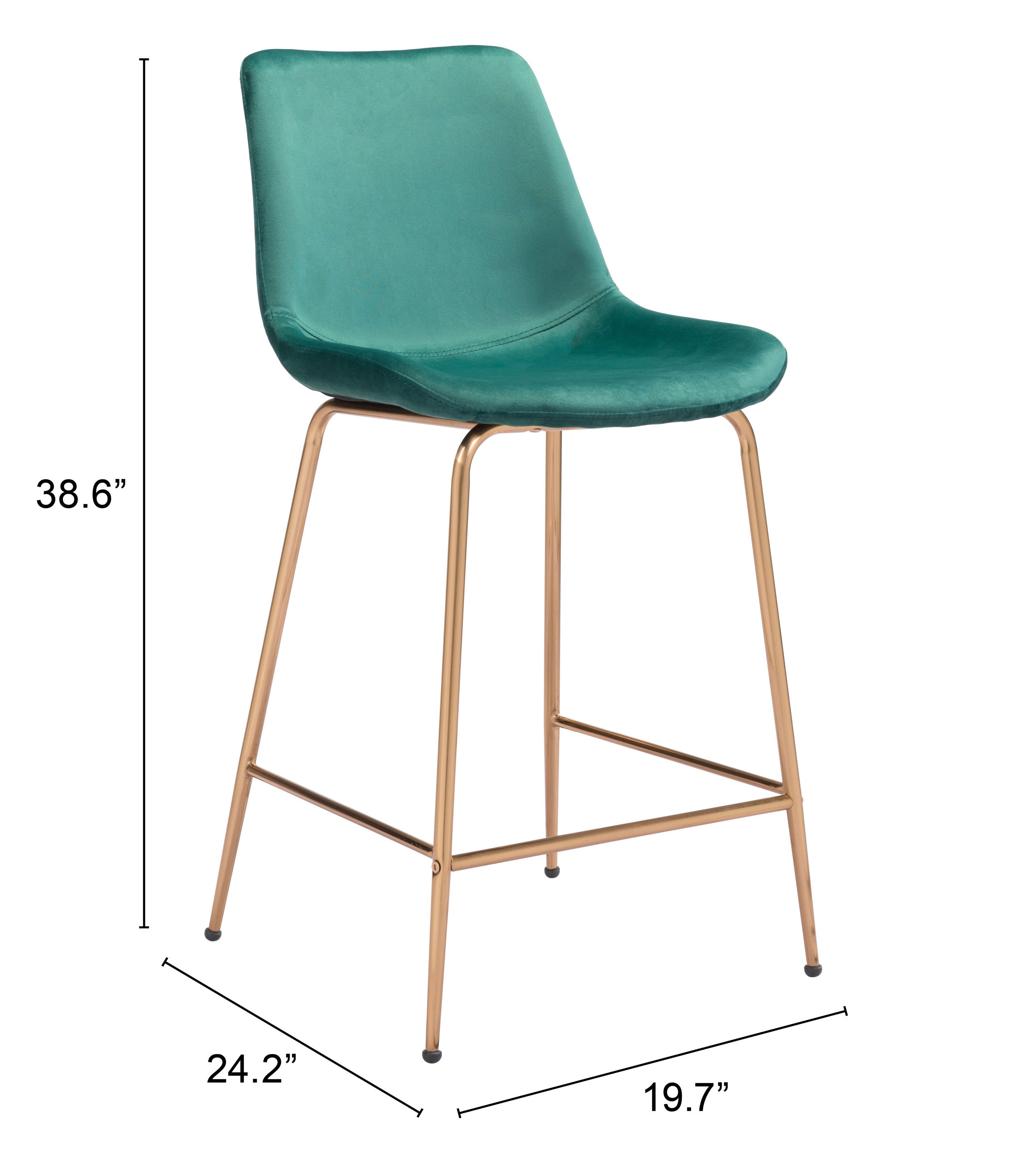 Zuo Modern Tony Counter Stool in Green/Yellow/Red and Gold