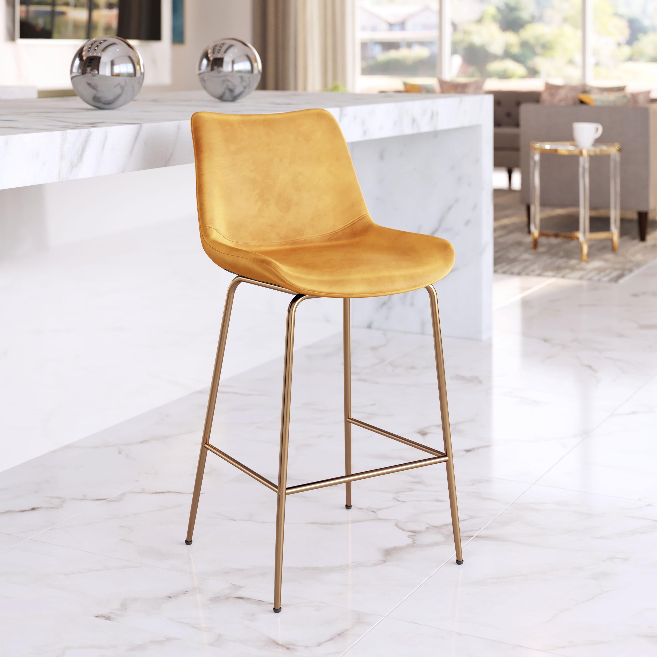 Zuo Modern Tony Counter Stool in Green/Yellow/Red and Gold