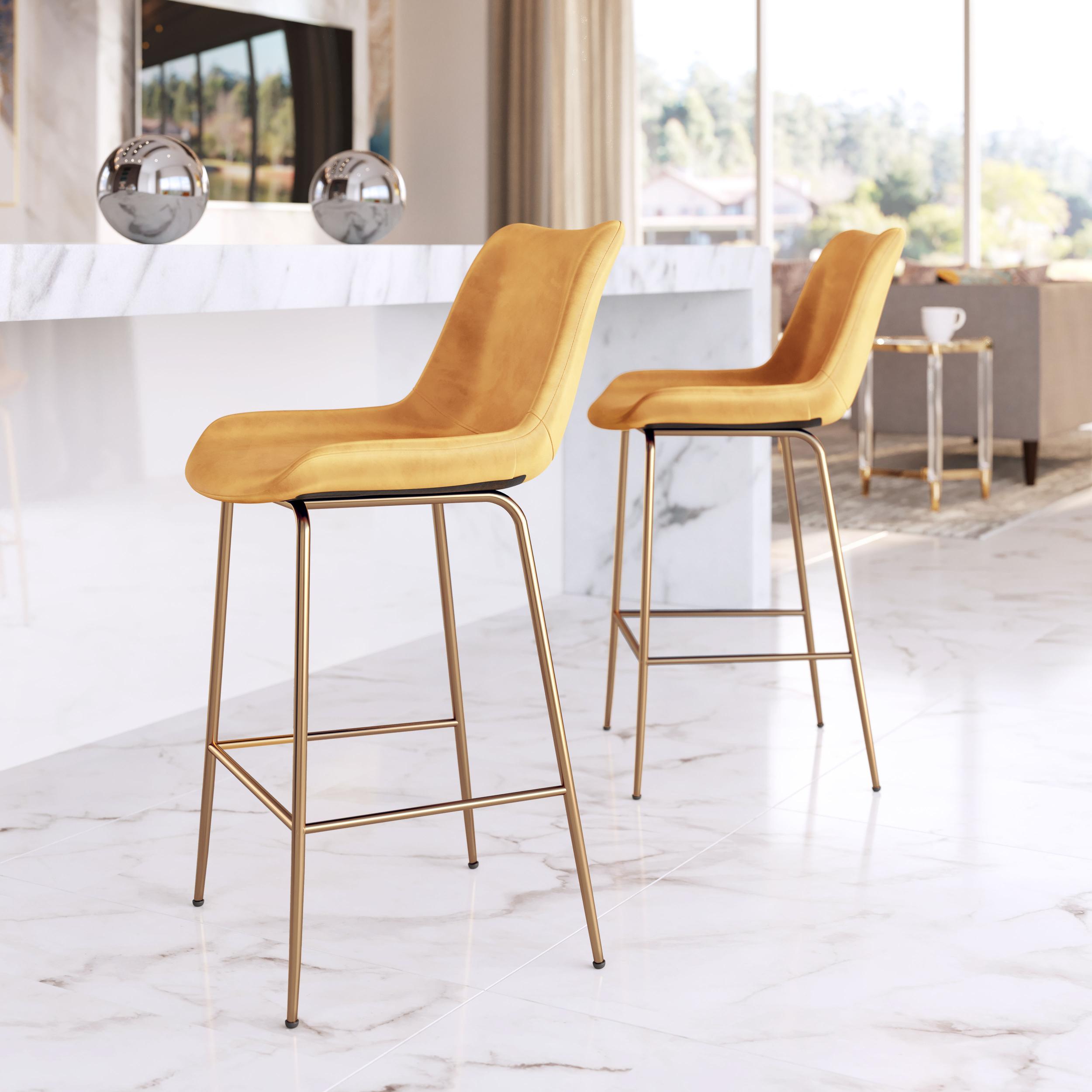Zuo Modern Tony Counter Stool in Green/Yellow/Red and Gold