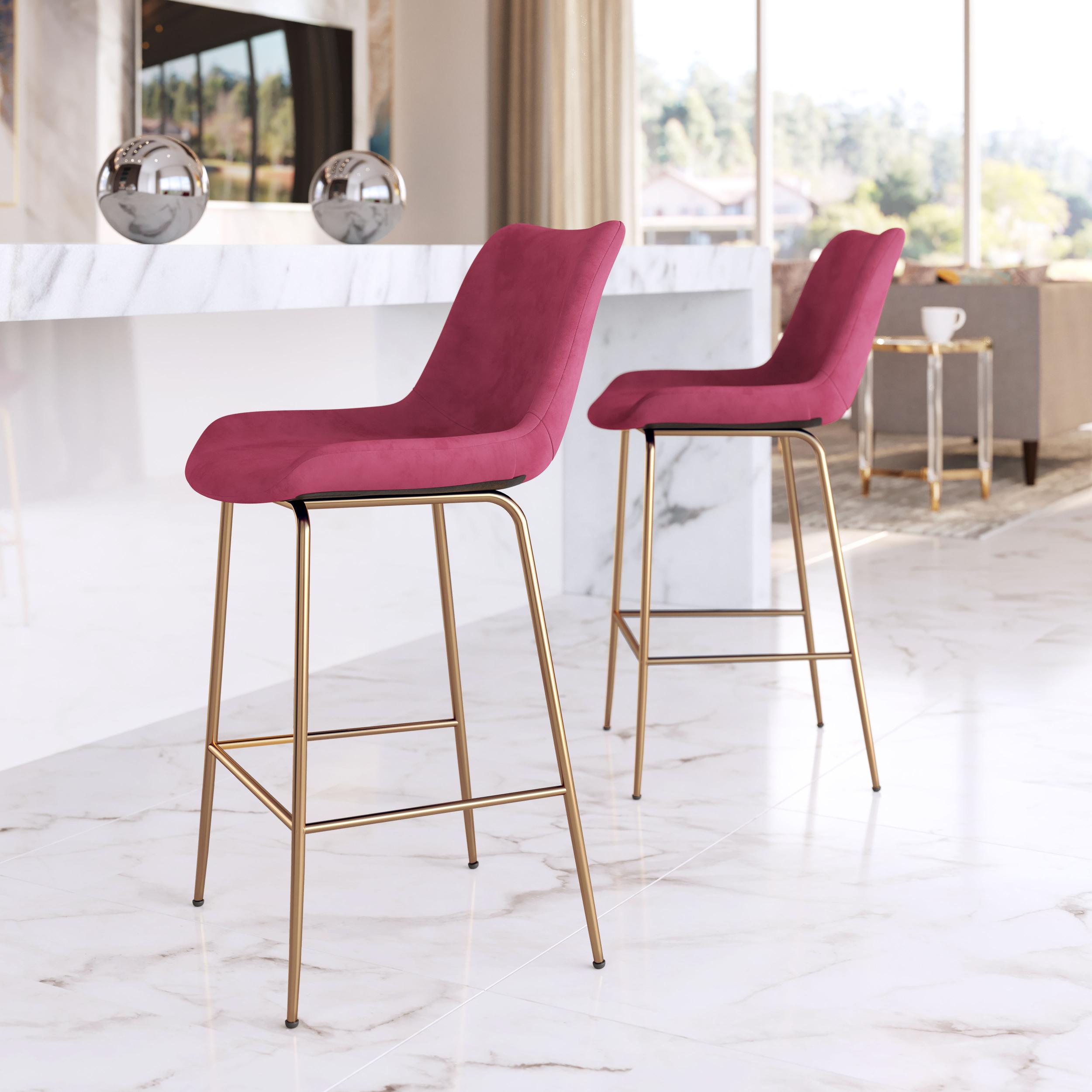 Zuo Modern Tony Counter Stool in Green/Yellow/Red and Gold