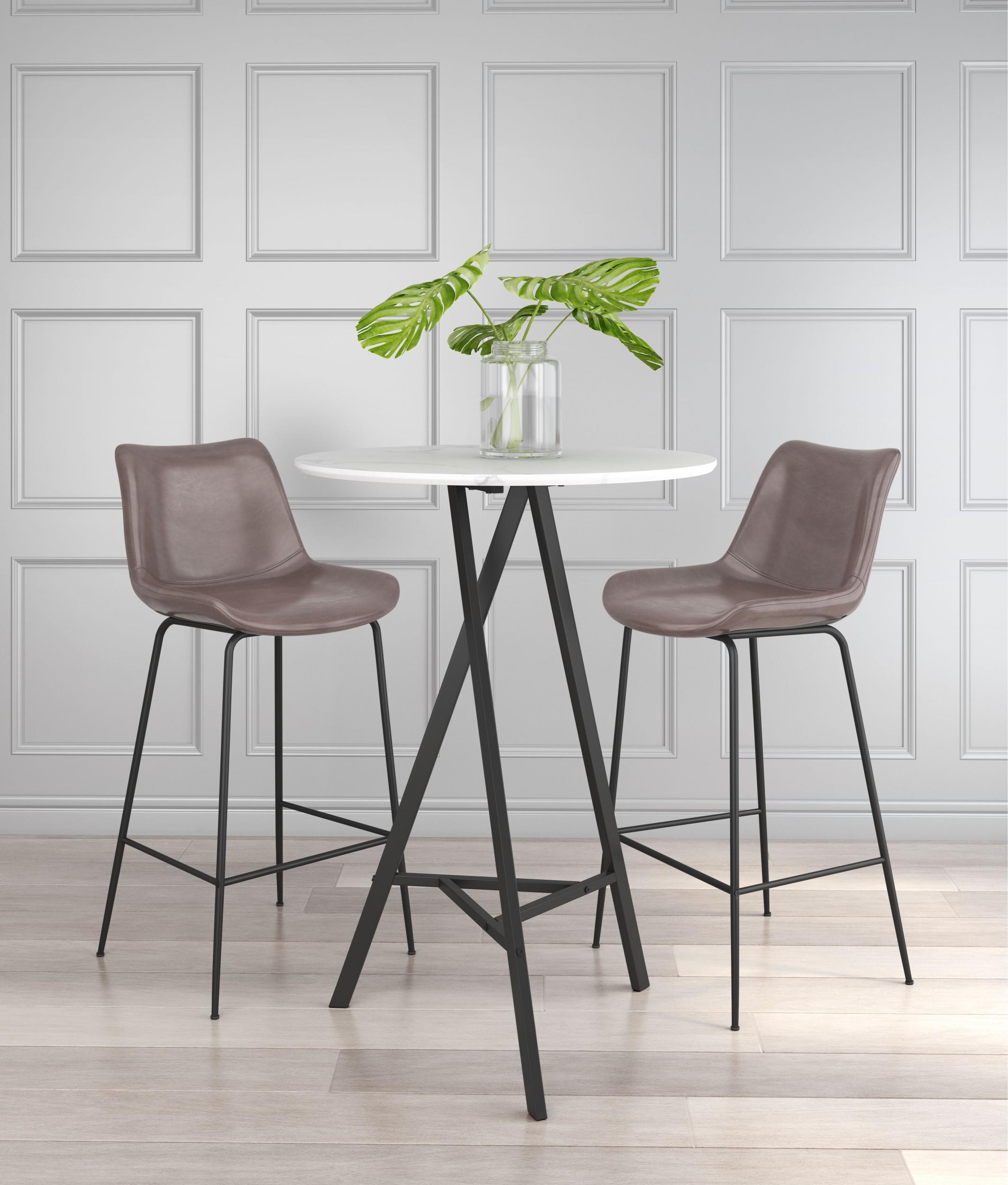 Zuo Modern Byron Barstool in Brown/Gray/White