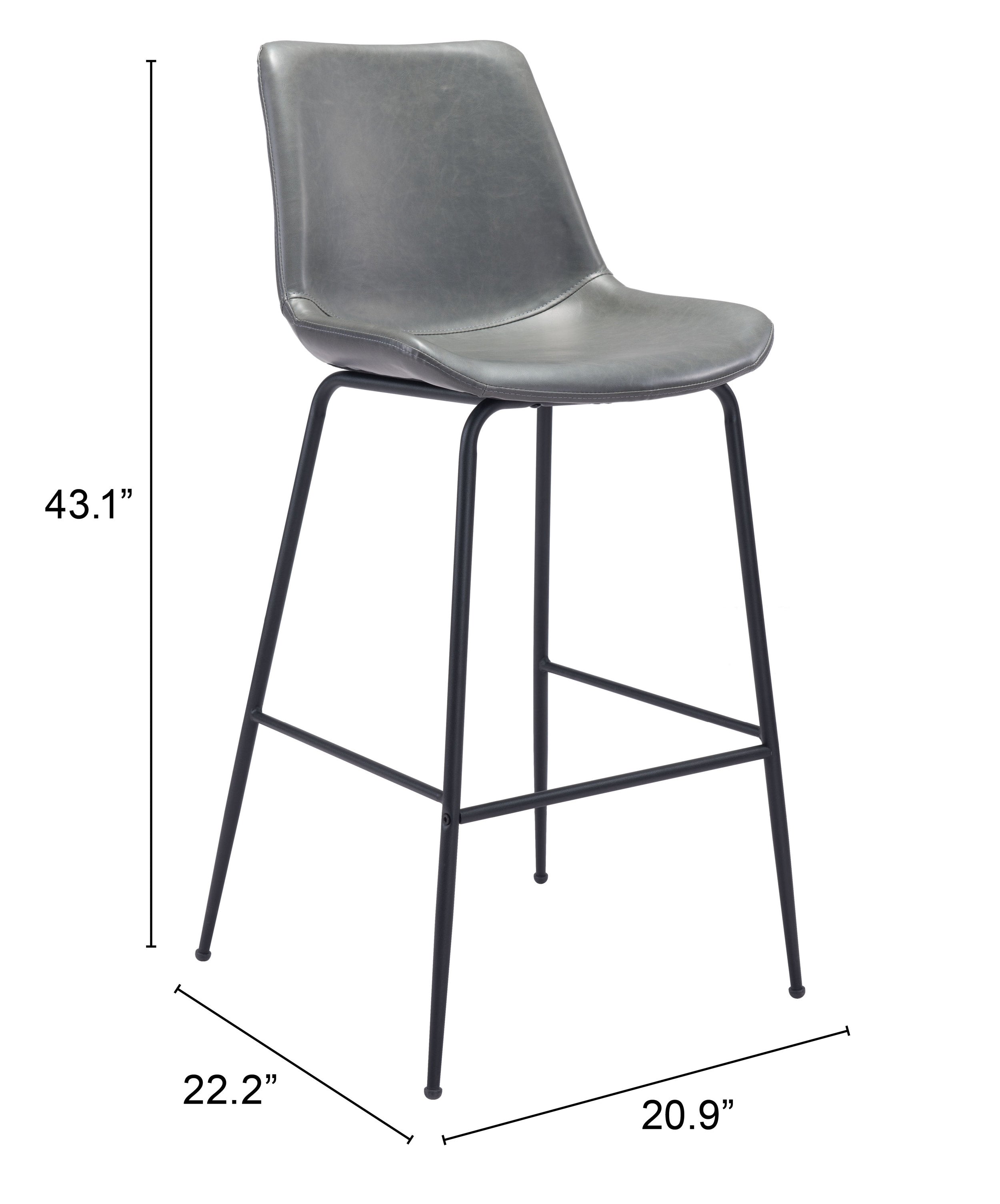Zuo Modern Byron Barstool in Brown/Gray/White
