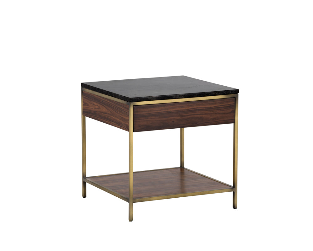 Sunpan Stamos End Table - Gold - Zebra Brown