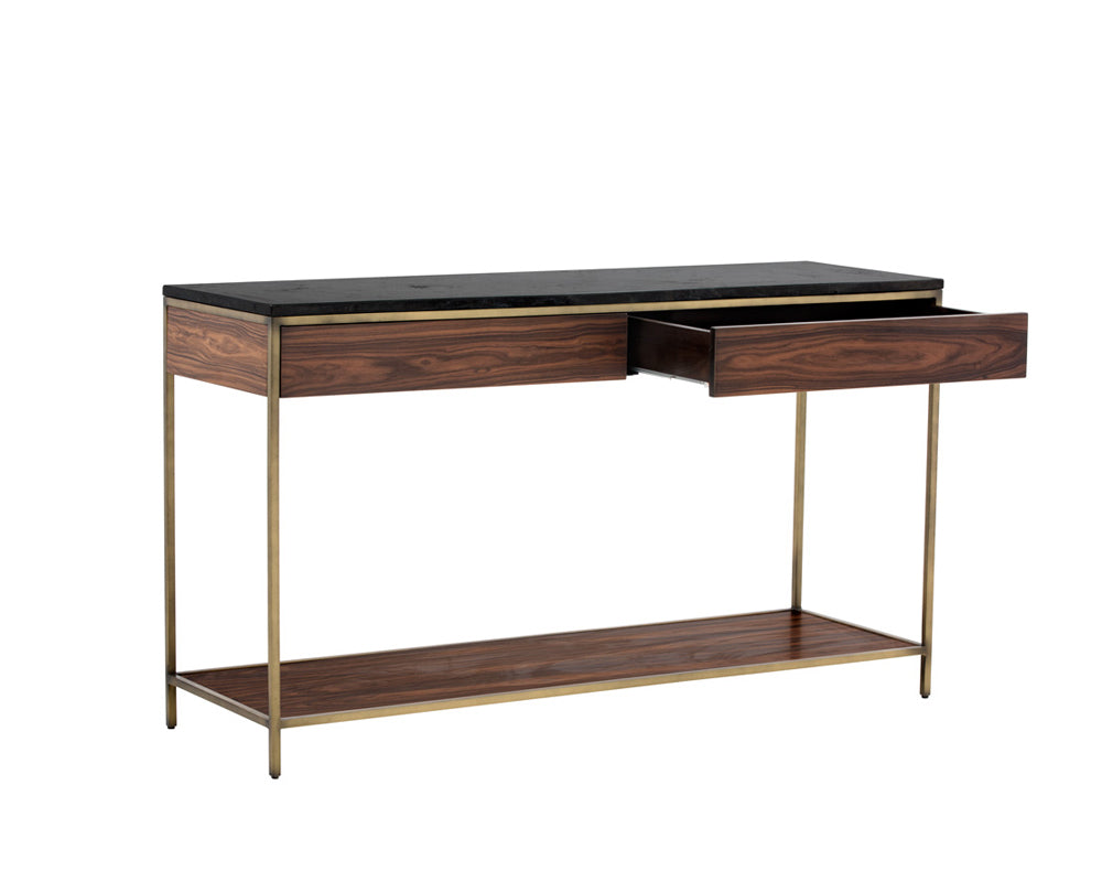 Sunpan Stamos Console Table - Gold - Zebra Brown