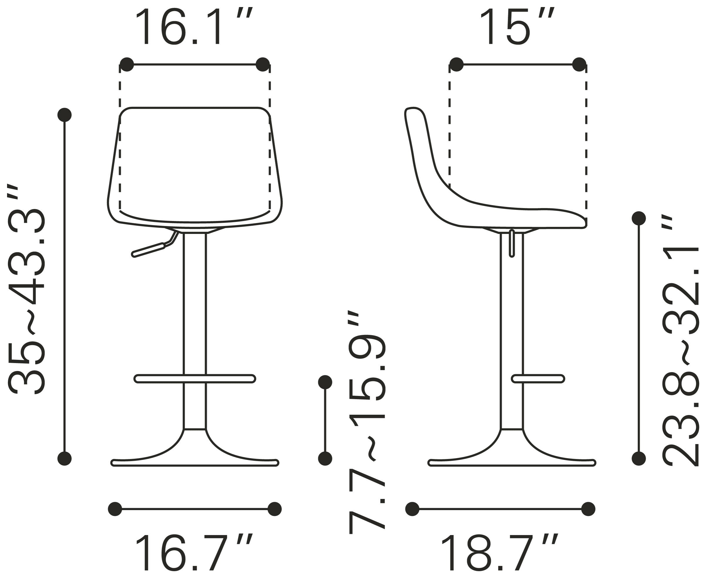 Zuo Modern Prima Barstool Dark Blue and Gold