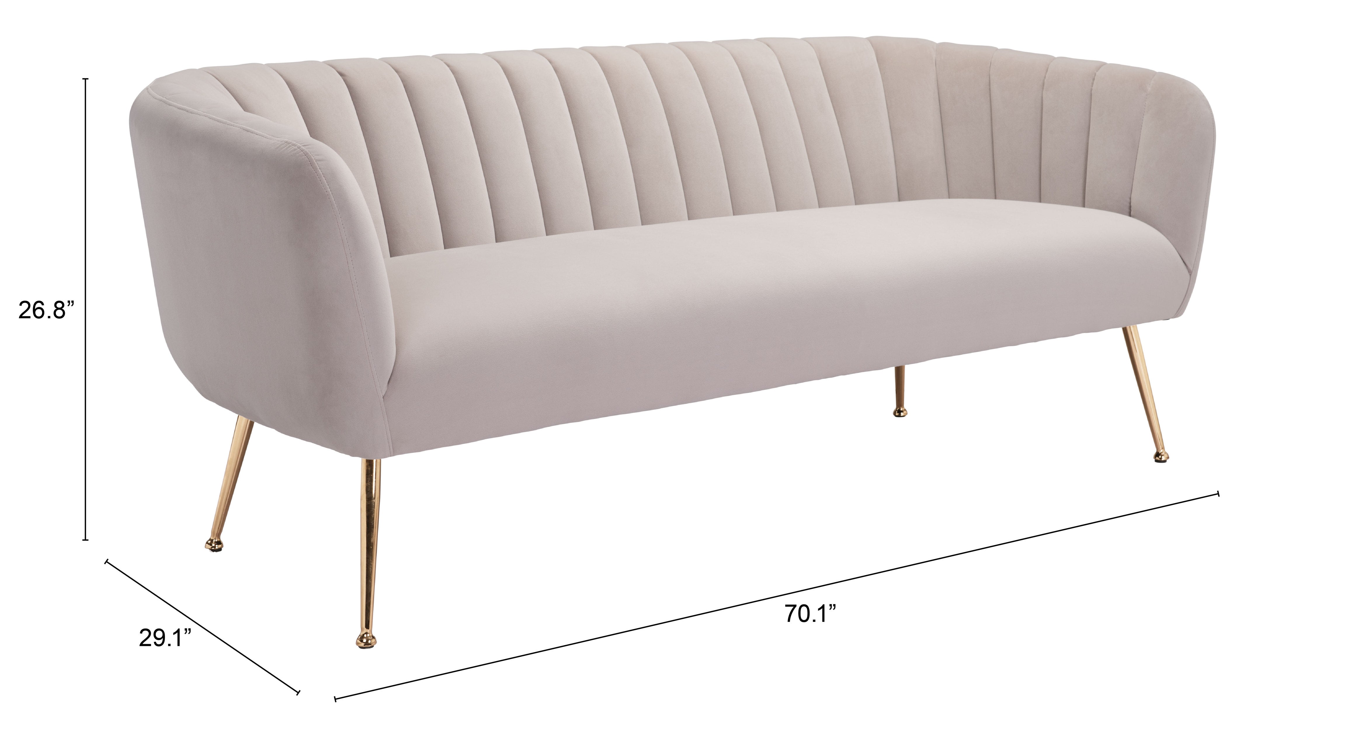 Zuo Modern Deco Sofa in Beige/Grey